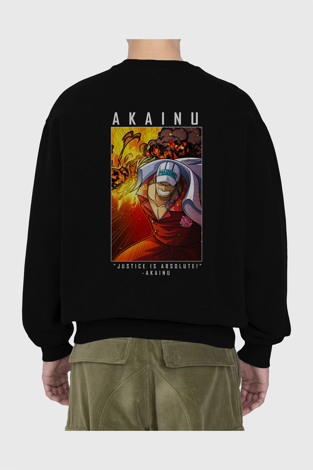 Sakazuki Arka Baskılı Anime Oversize Sweatshirt Erkek Kadın Unisex