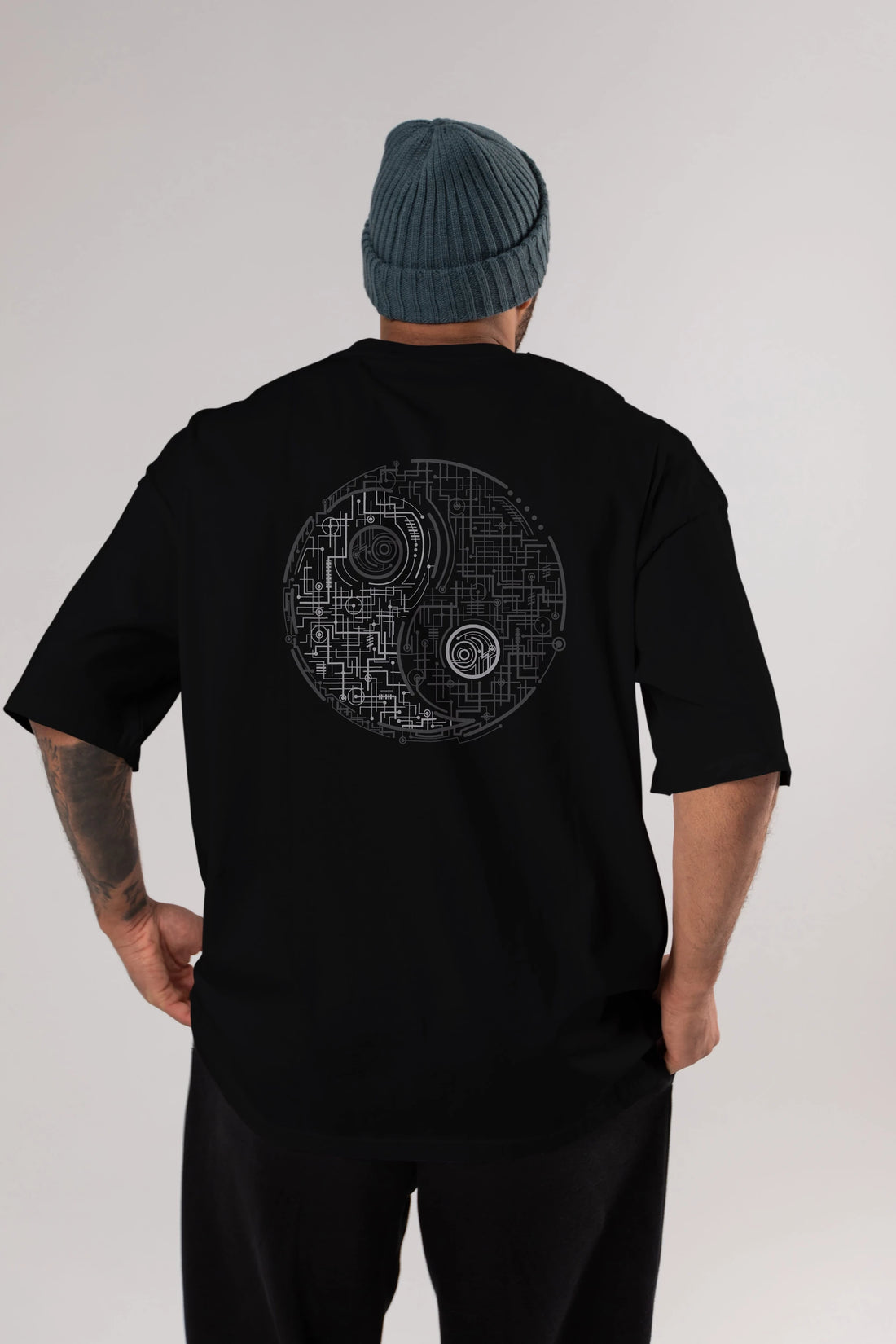Electric Balance Arka Baskılı Oversize t-shirt %100 pamuk Erkek Kadın Unisex
