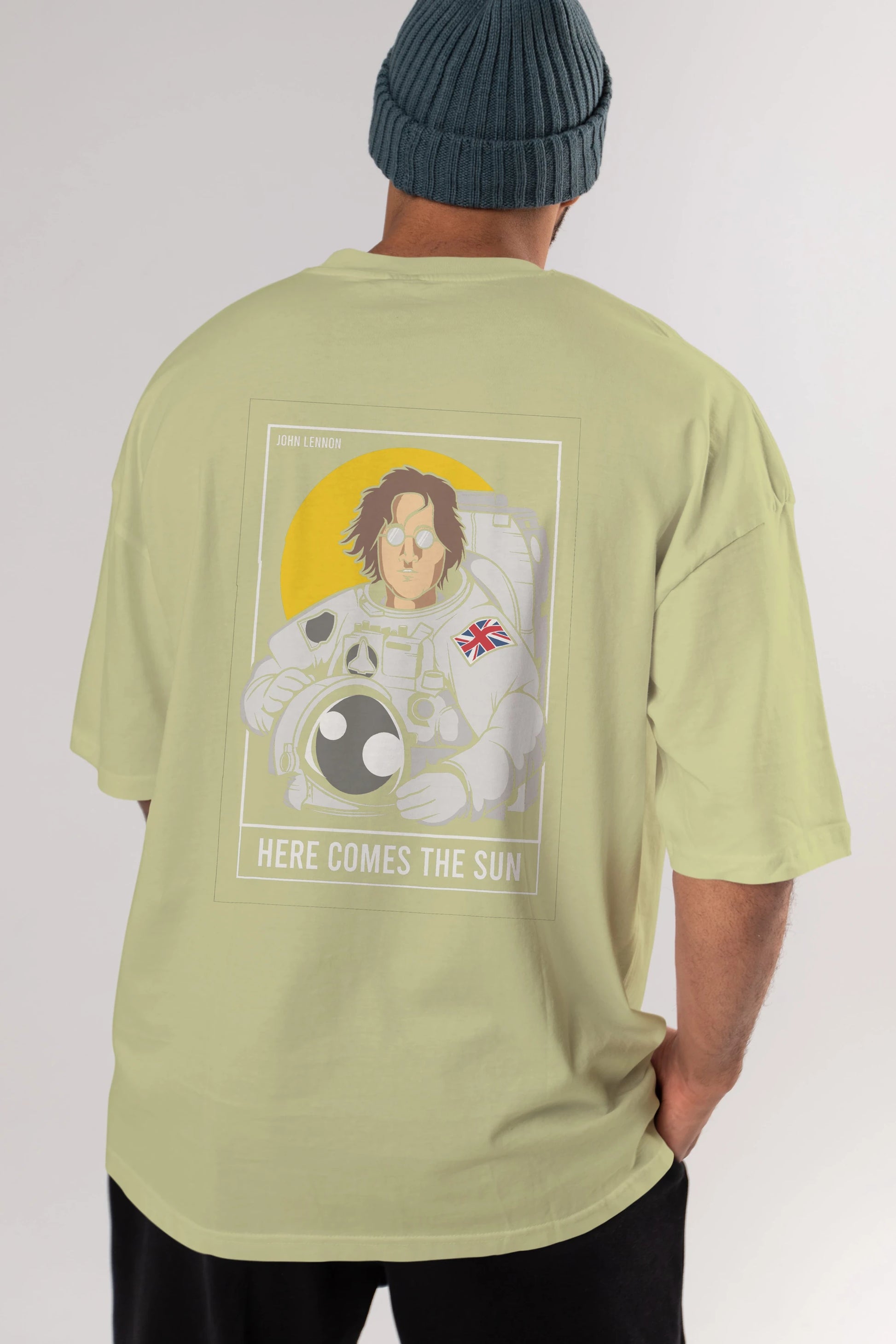 John Lennon Astronot Arka Baskılı Oversize t-shirt Erkek Kadın Unisex %100 Pamuk tişort