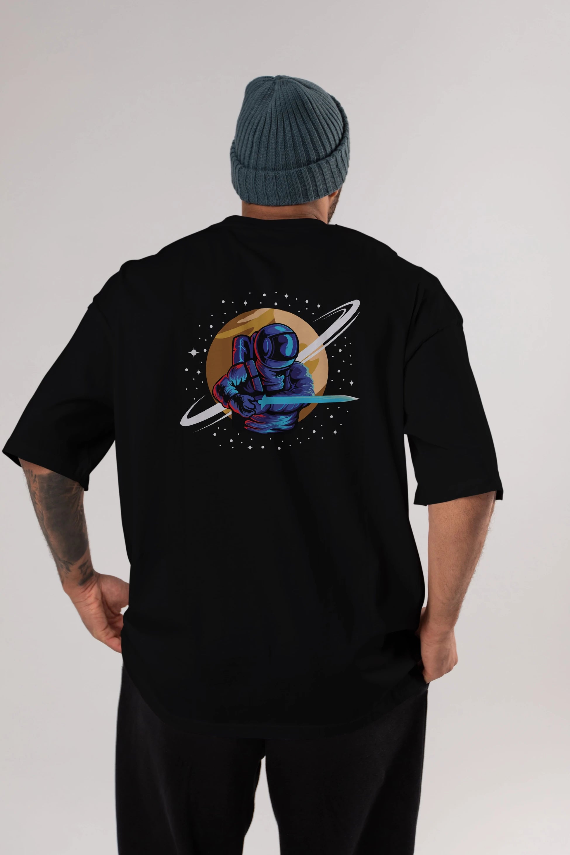 Astro Knight Arka Baskılı Oversize t-shirt Erkek Kadın Unisex