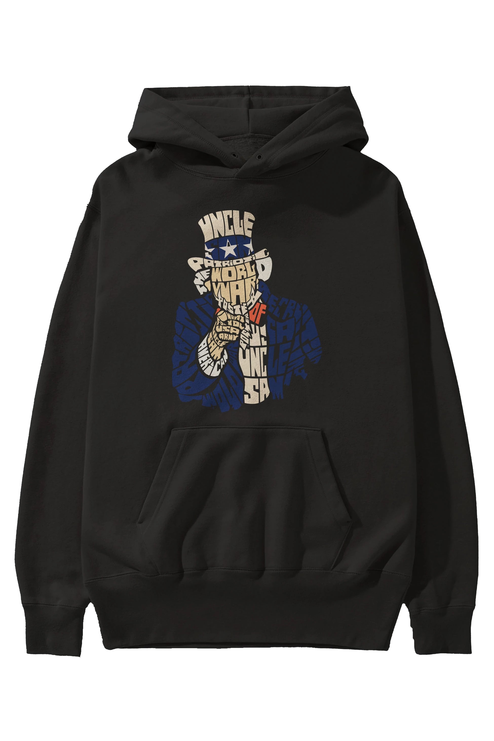 Uncle Sam Ön Baskılı Hoodie Oversize Kapüşonlu Sweatshirt Erkek Kadın Unisex