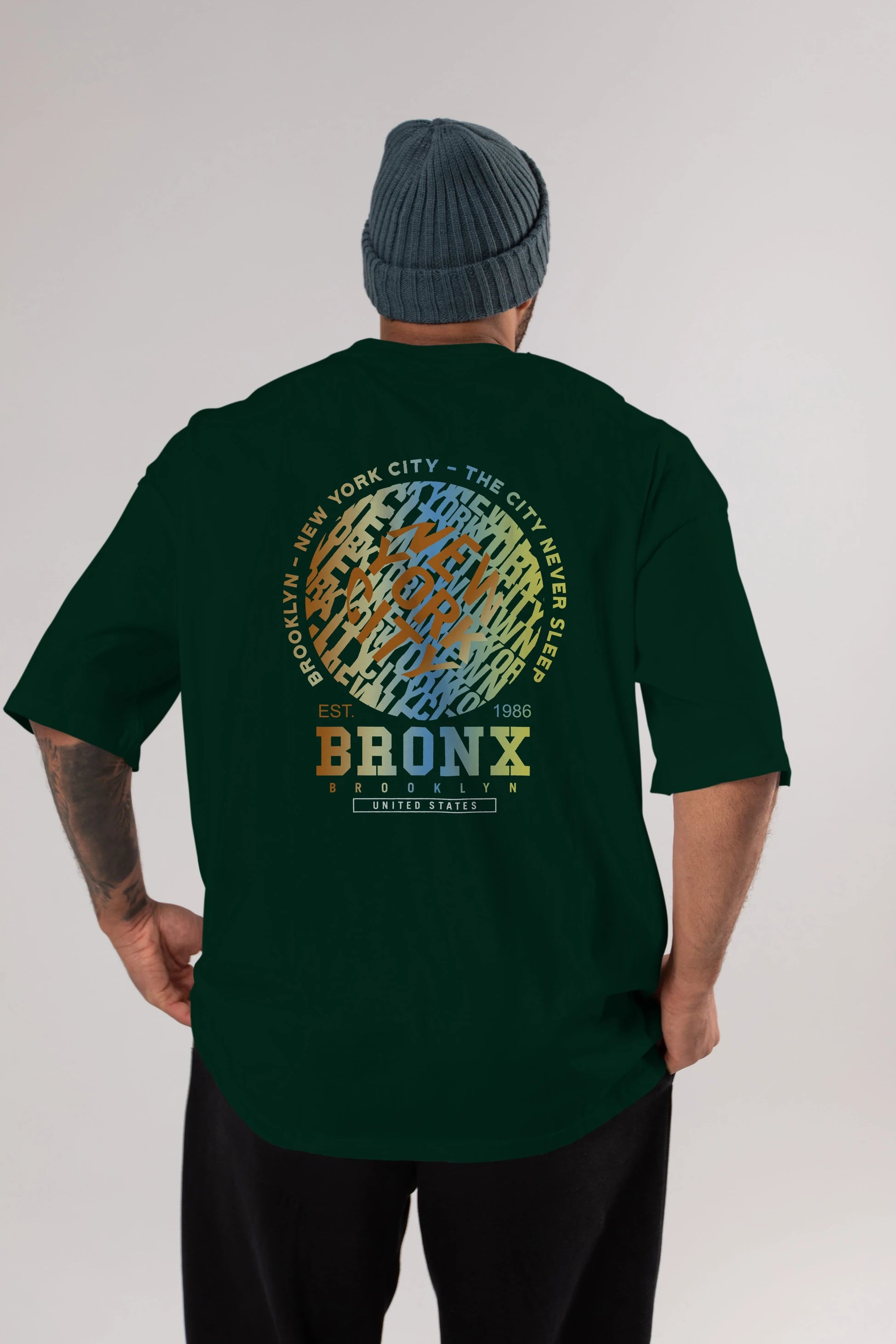 Brooklyn and New York City Arka Baskılı Oversize t-shirt Erkek Kadın Unisex