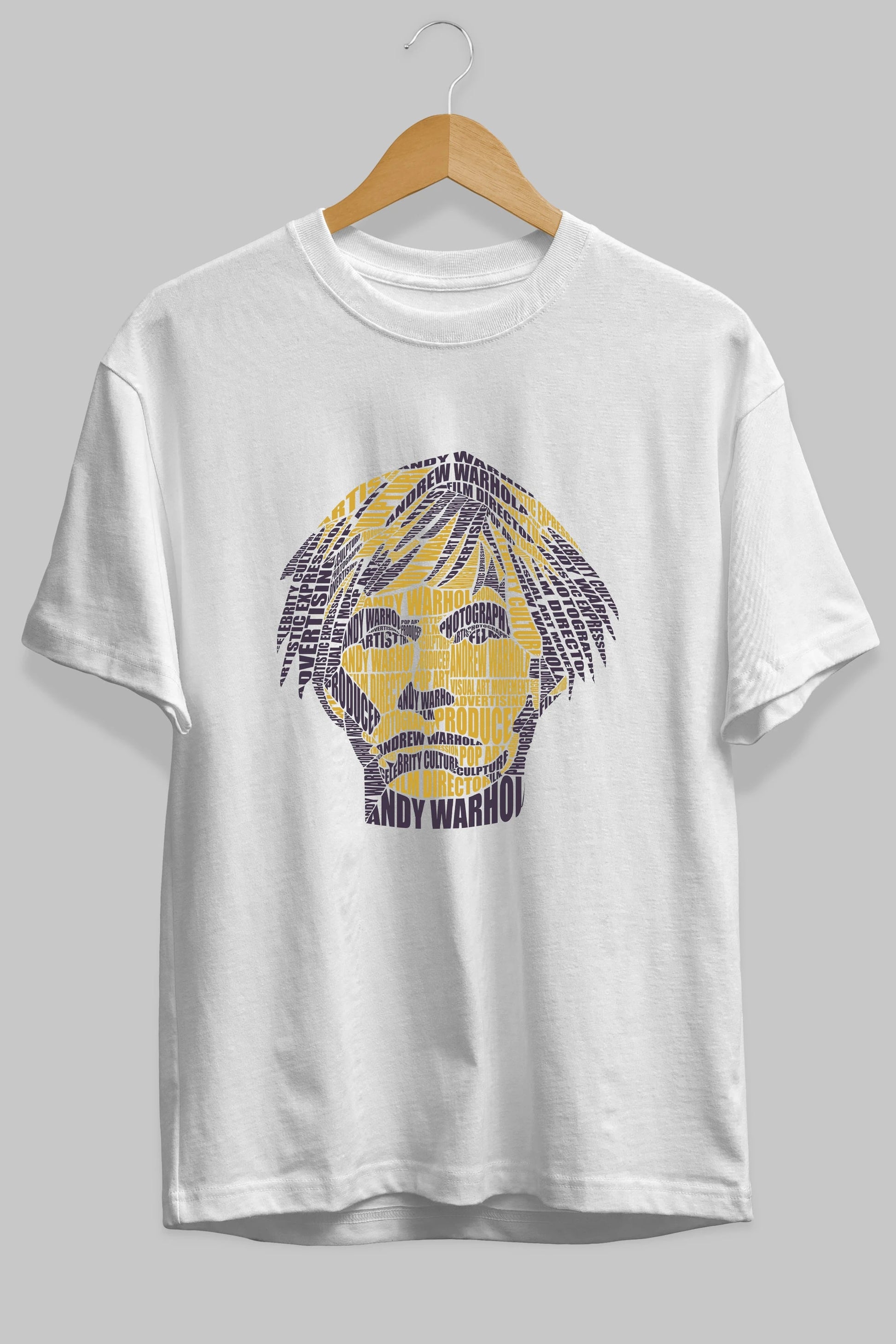 Andy Warhol Calligram Ön Baskılı Oversize t-shirt %100 pamuk Erkek Kadın Unisex