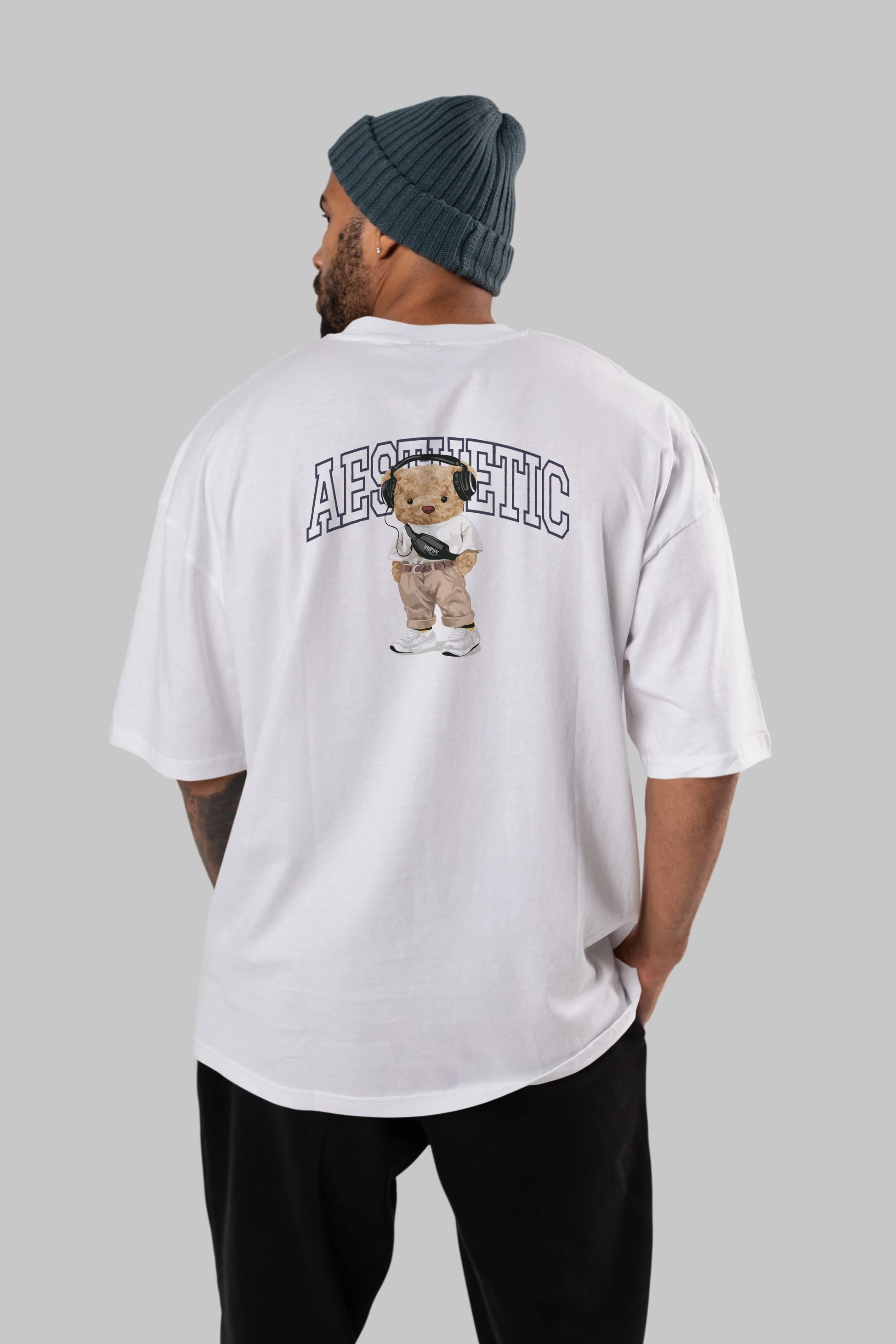 Teddy Bear Aesthetıc Arka Baskılı Oversize t-shirt Erkek Kadın Unisex %100 Pamuk