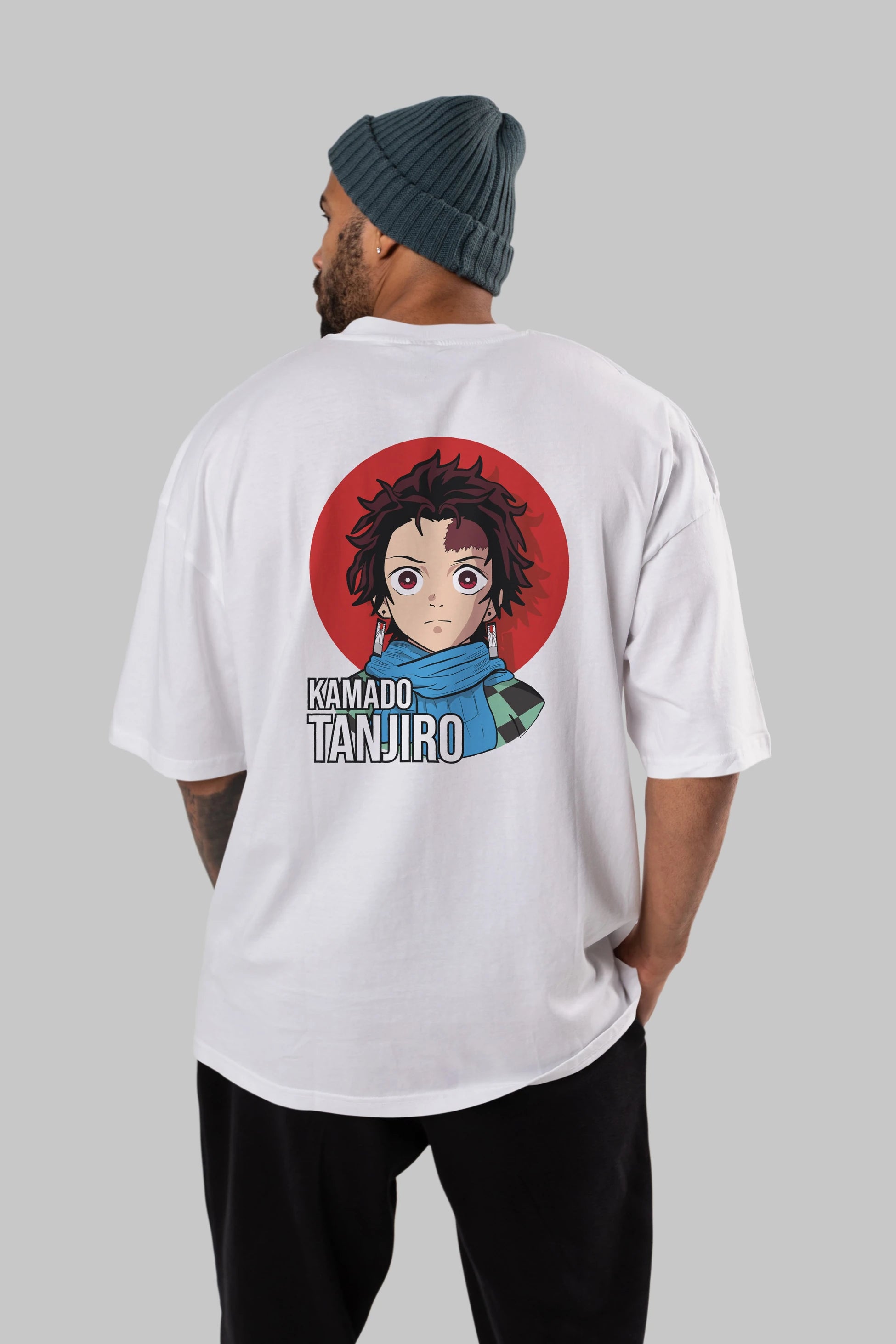 TANJIRO KAMADO Anime Arka Baskılı Oversize t-shirt Erkek Kadın Unisex