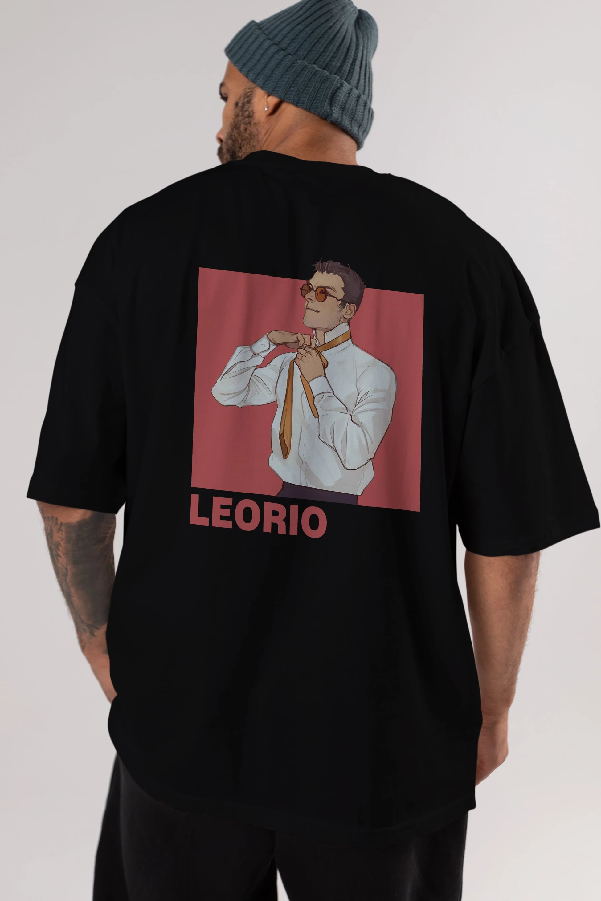 Leorio Paladiknight 5 Anime Arka Baskılı Oversize t-shirt Erkek Kadın Unisex