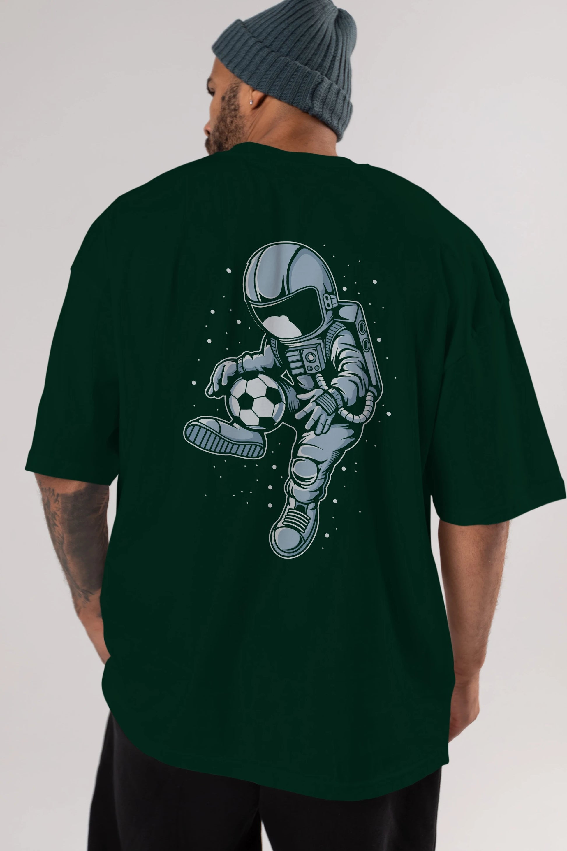 Astronaut Soccer Player Arka Baskılı Oversize t-shirt Erkek Kadın Unisex
