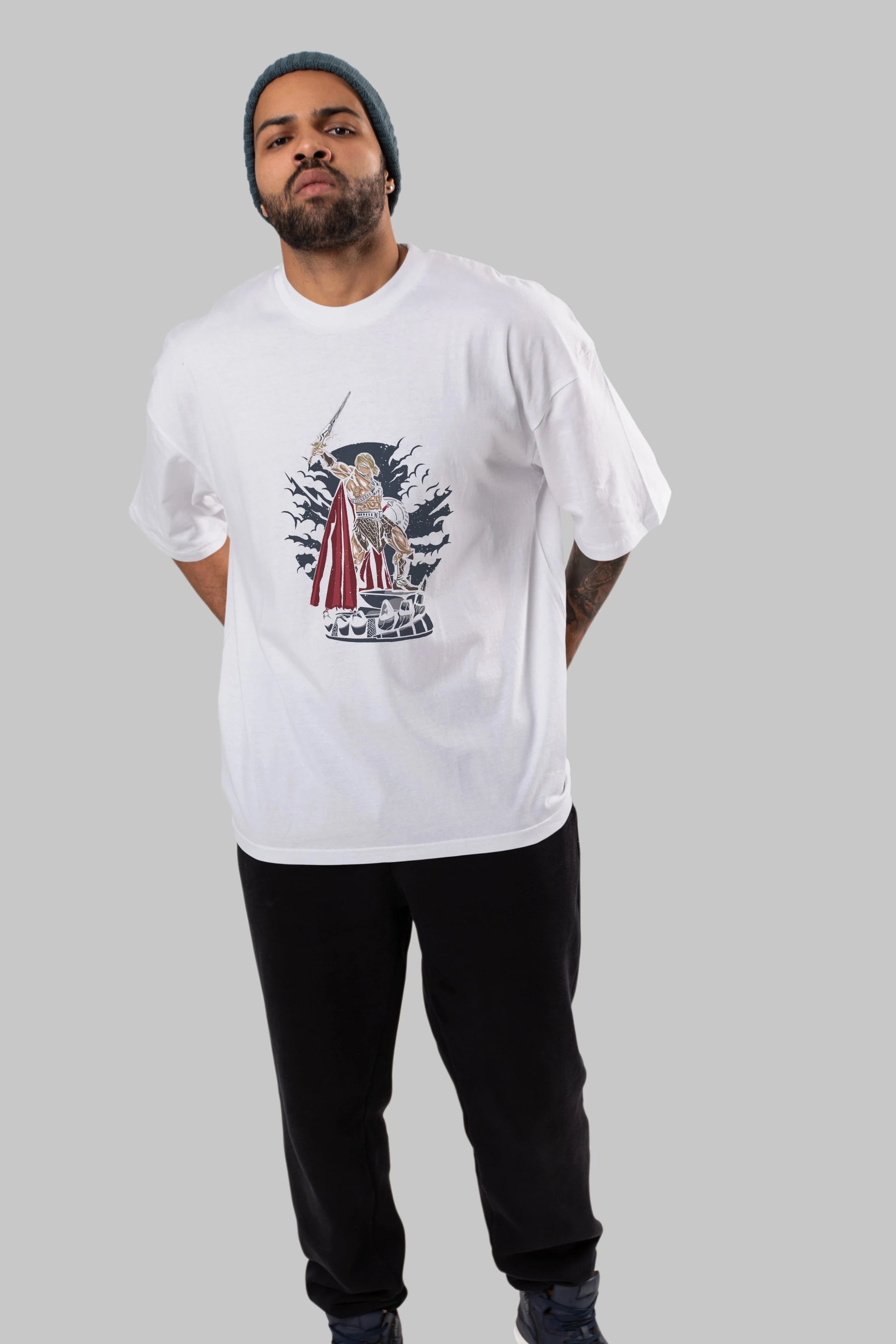 Warrior Ön Baskılı Oversize t-shirt Erkek Kadın Unisex %100 Pamuk tişort