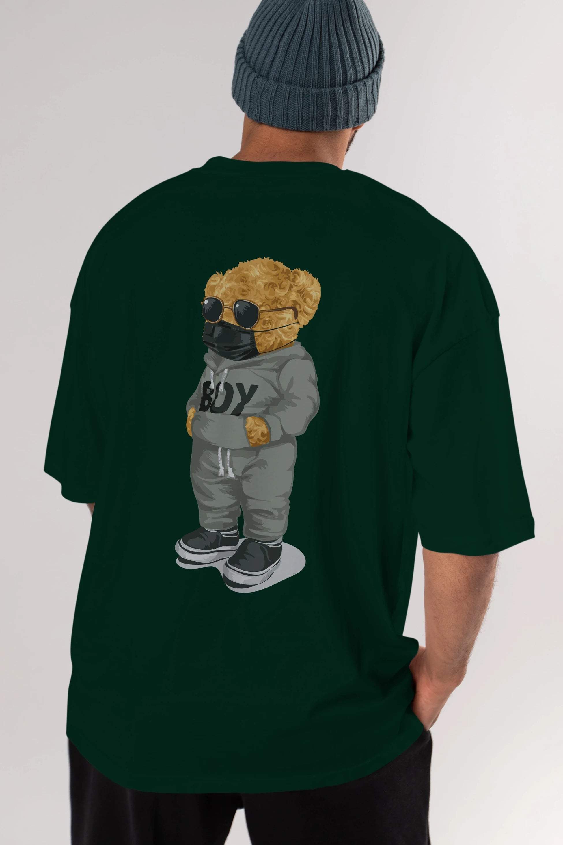 Teddy Bear Boy Arka Baskılı Oversize t-shirt Erkek Kadın Unisex %100 Pamuk