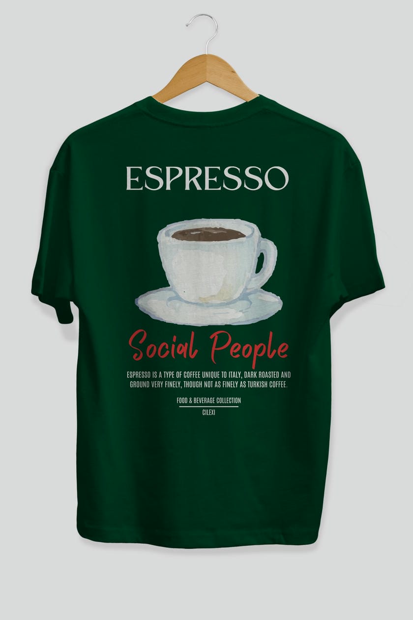 Espresso Kokteyl Serisi Baskılı Oversize t-shirt Erkek Kadın Unisex %100 Pamuk Bisiklet Yaka tişort