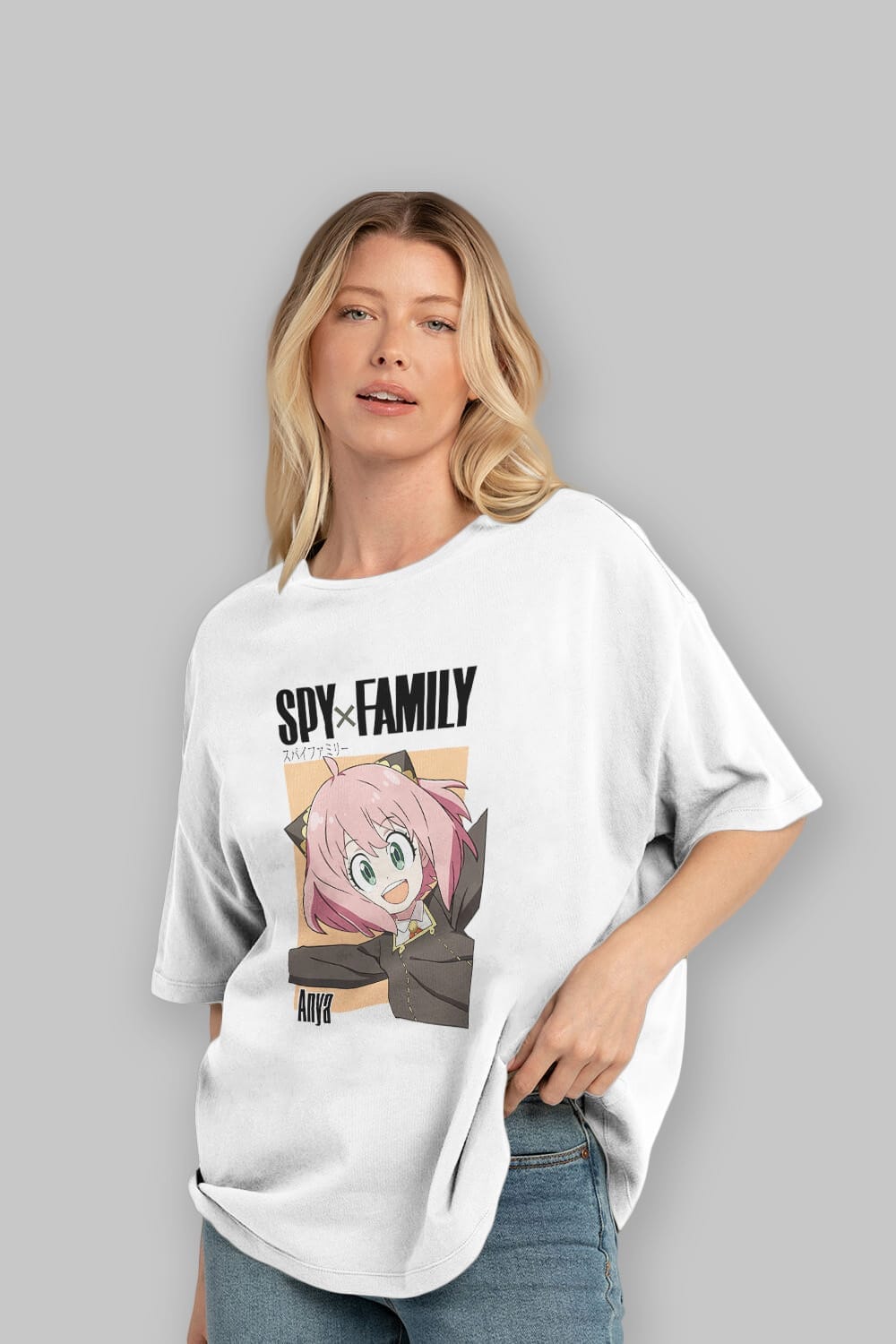 SPY X FAMILY Anya Anime Ön Baskılı Oversize t-shirt %100 pamuk Erkek Kadın Unisex