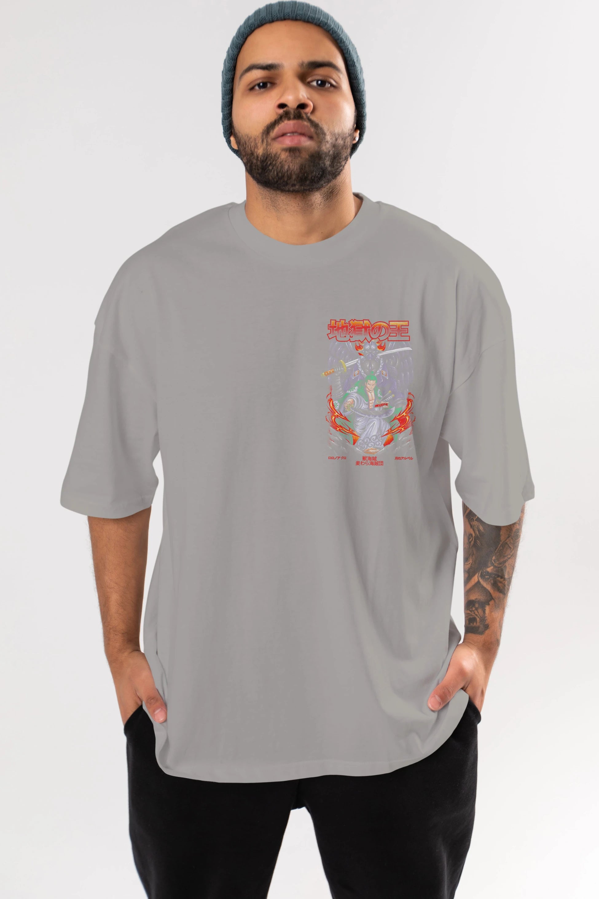 Roronoa Zoro 4 Ön Sol Baskılı Oversize t-shirt Erkek Kadın Unisex %100 Pamuk Bisiklet Yaka tişort