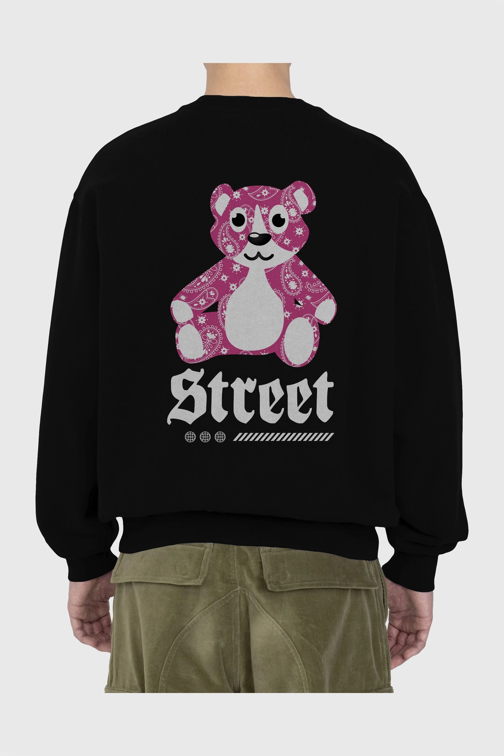 Street Bear Arka Baskılı Oversize Sweatshirt Erkek Kadın Unisex