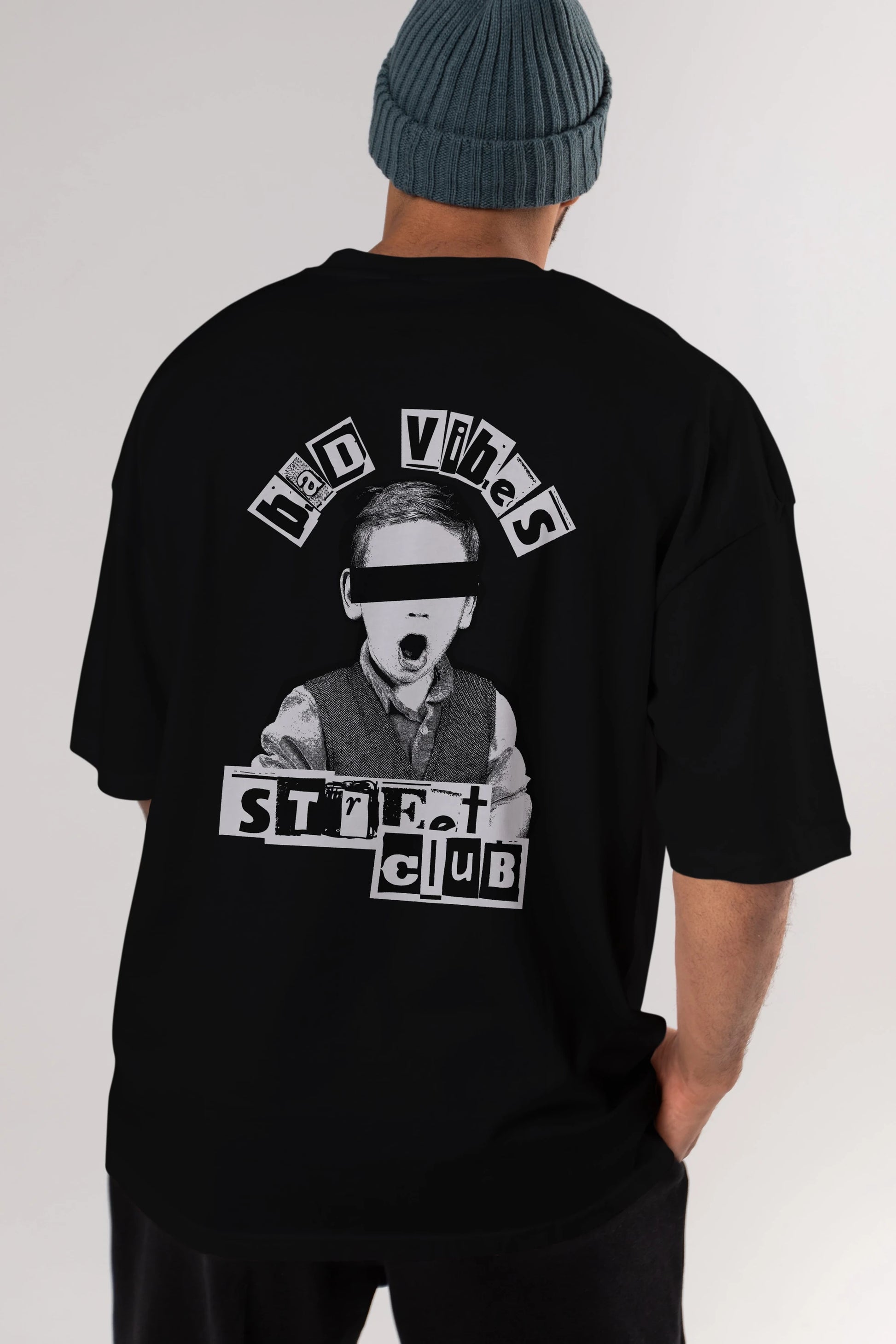Bad Vibes Street Club Arka Baskılı Oversize t-shirt Erkek Kadın Unisex