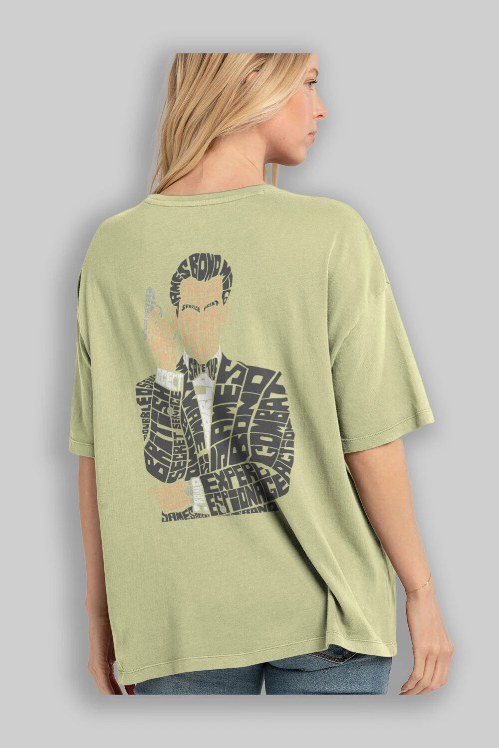 James Bond Arka Baskılı Oversize t-shirt %100 pamuk Erkek Kadın Unisex