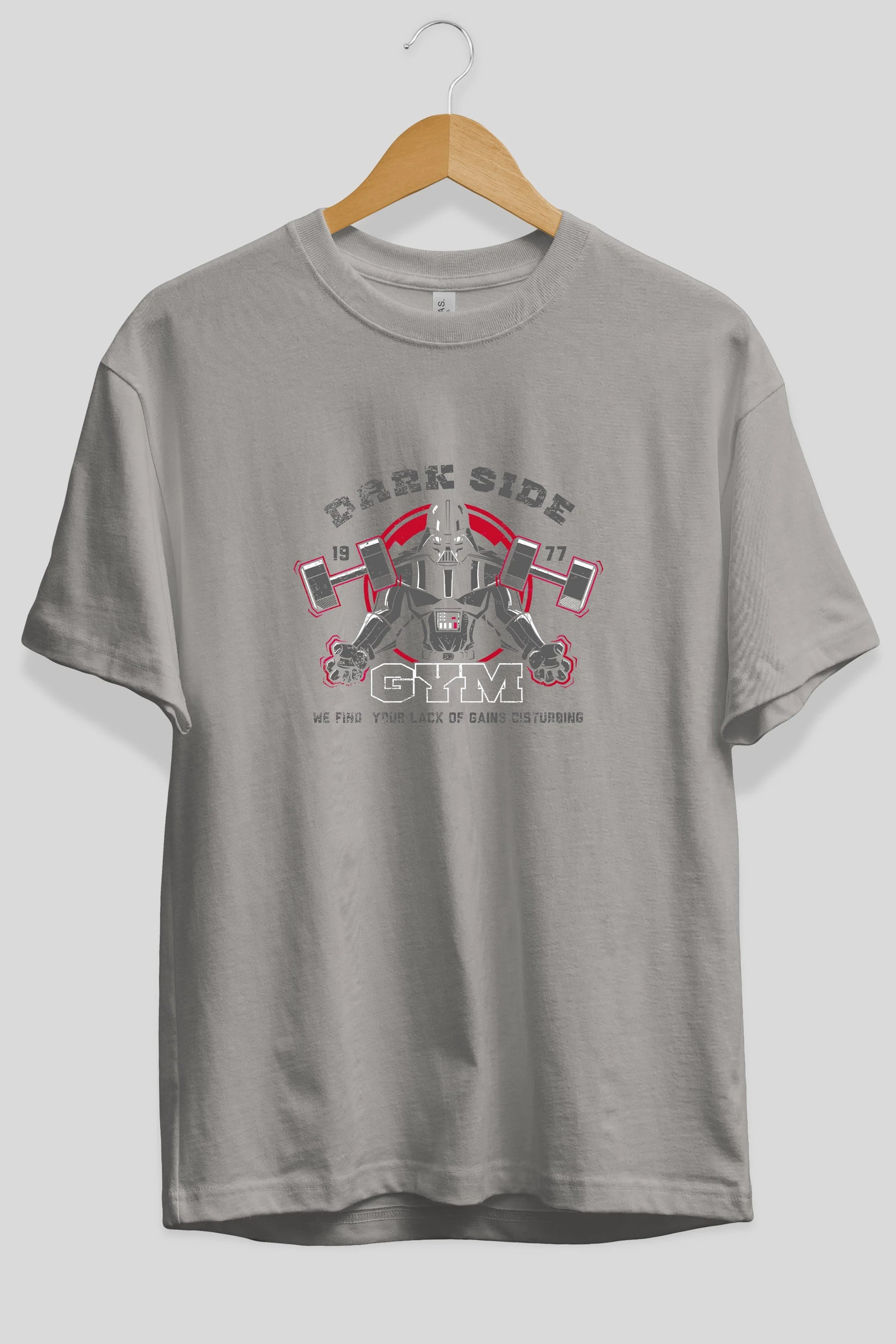 Darth Vader GYM Ön Baskılı Oversize t-shirt Erkek Kadın Unisex %100 Pamuk Bisiklet Yaka tişort