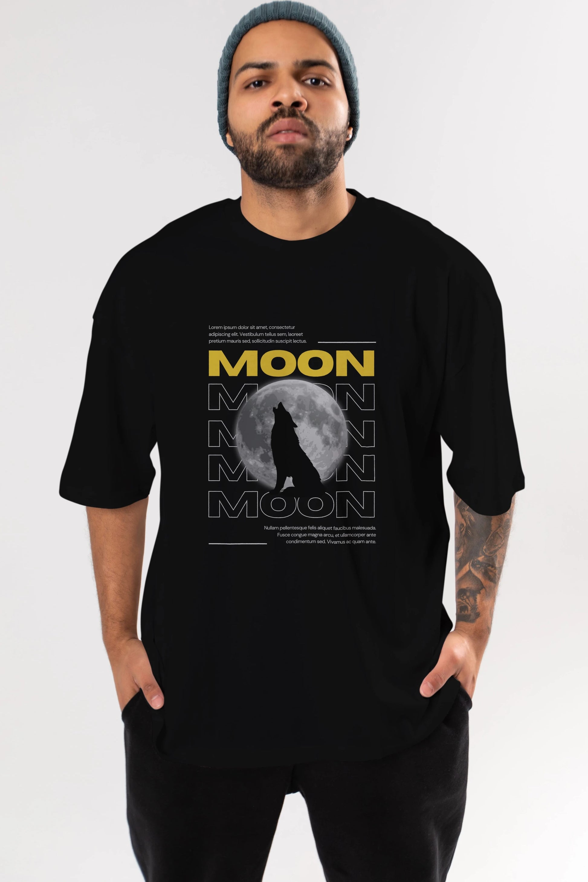 Moon Ön Baskılı Oversize t-shirt Erkek Kadın Unisex