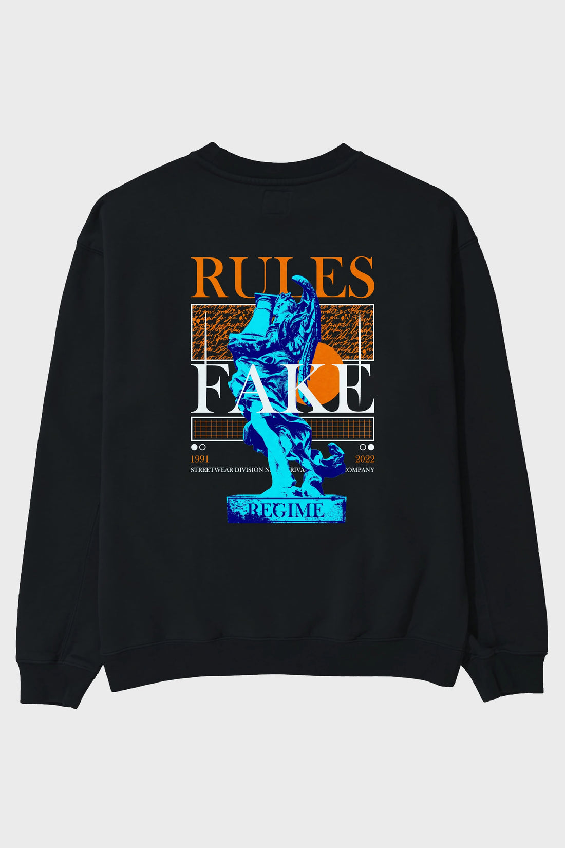 Rules Fake Arka Baskılı Oversize Sweatshirt Erkek Kadın Unisex
