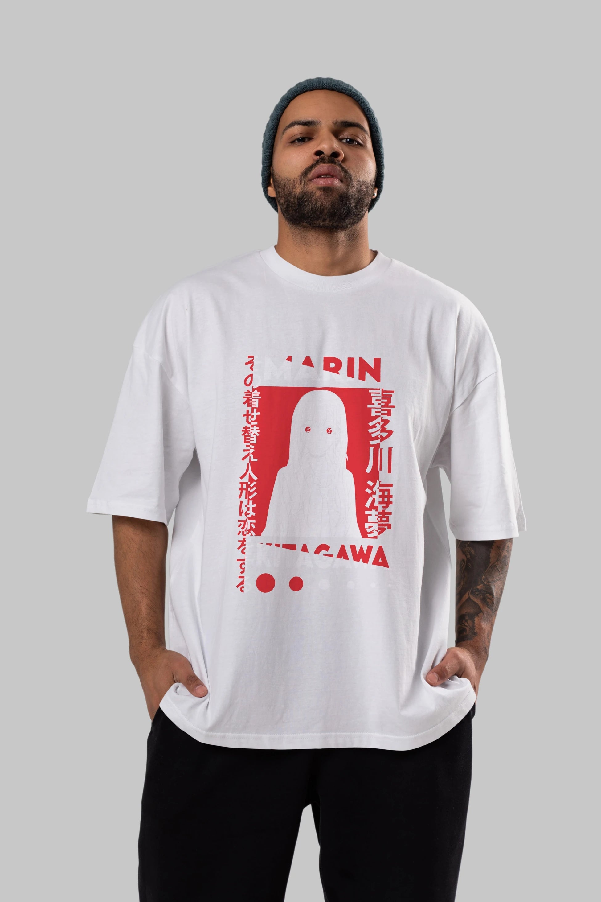 MARIN KITAGAWA Anime Ön Baskılı Oversize t-shirt %100 pamuk Erkek Kadın Unisex