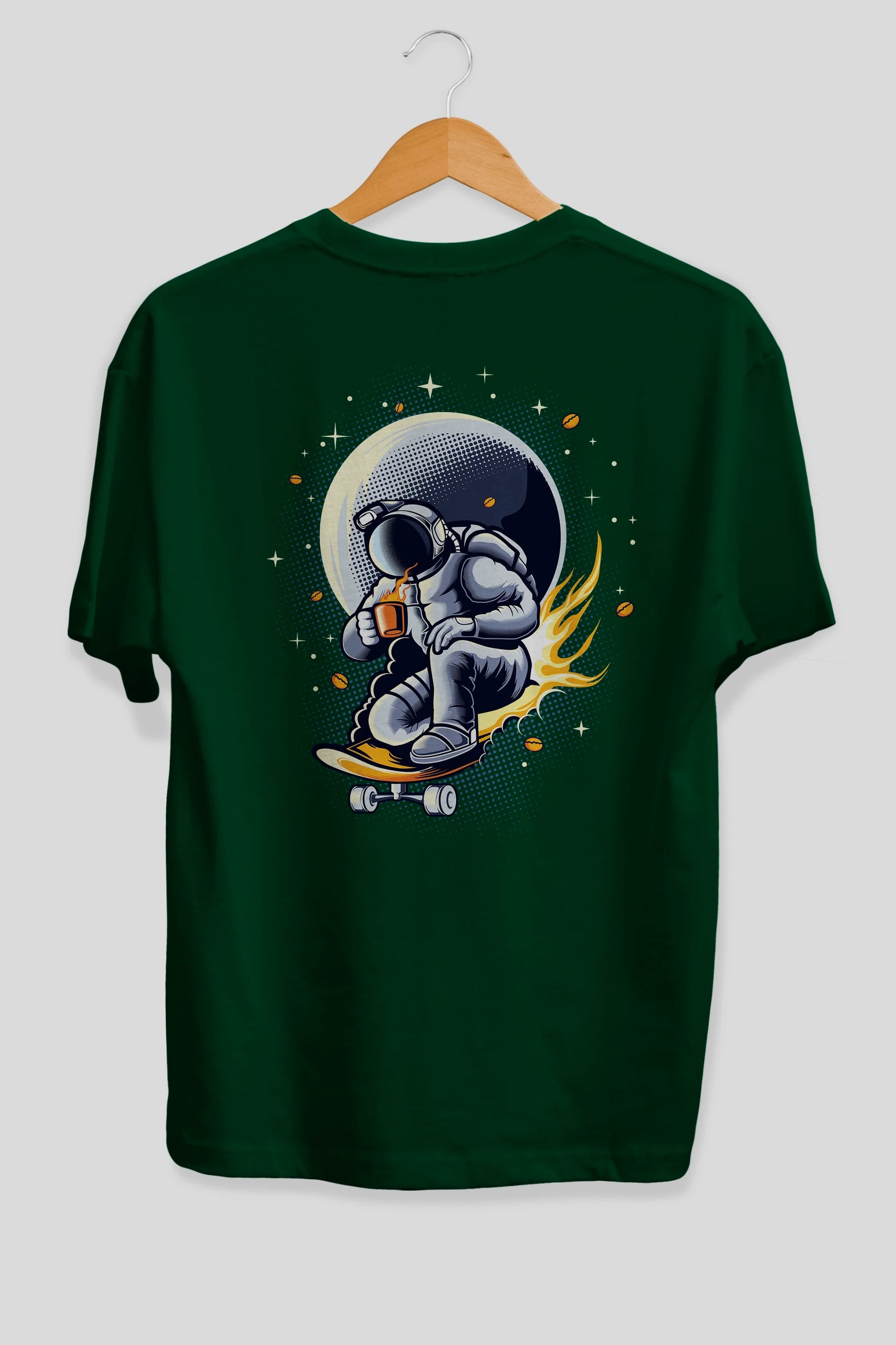 Astro Coffee Addict Arka Baskılı Oversize t-shirt Erkek Kadın Unisex