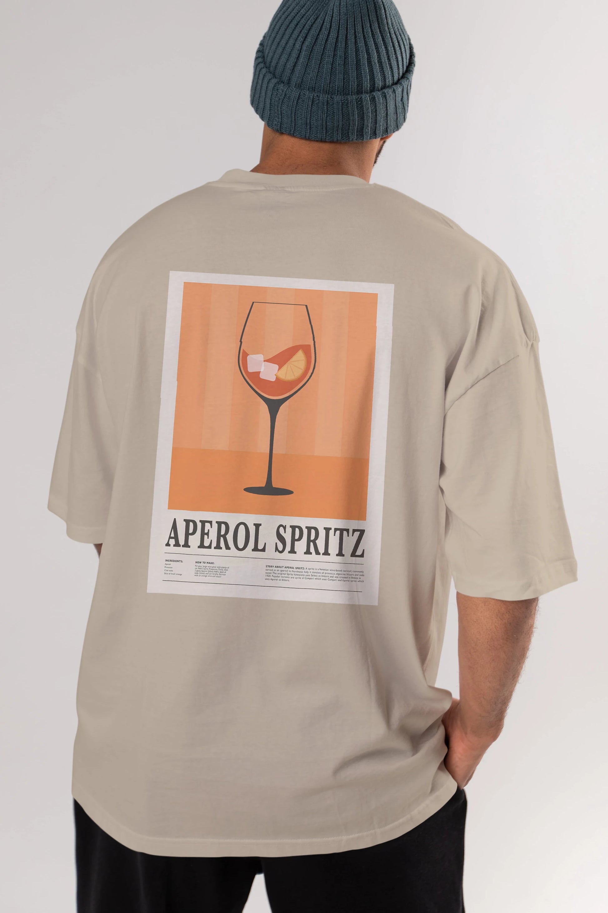 Aperol Spritz 8 Arka Baskılı Oversize t-shirt Erkek Kadın Unisex %100 Pamuk Bisiklet Yaka tişort