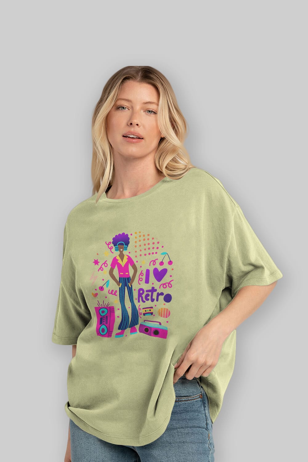 Retro Boy Party Ön Baskılı Oversize t-shirt Erkek Kadın Unisex