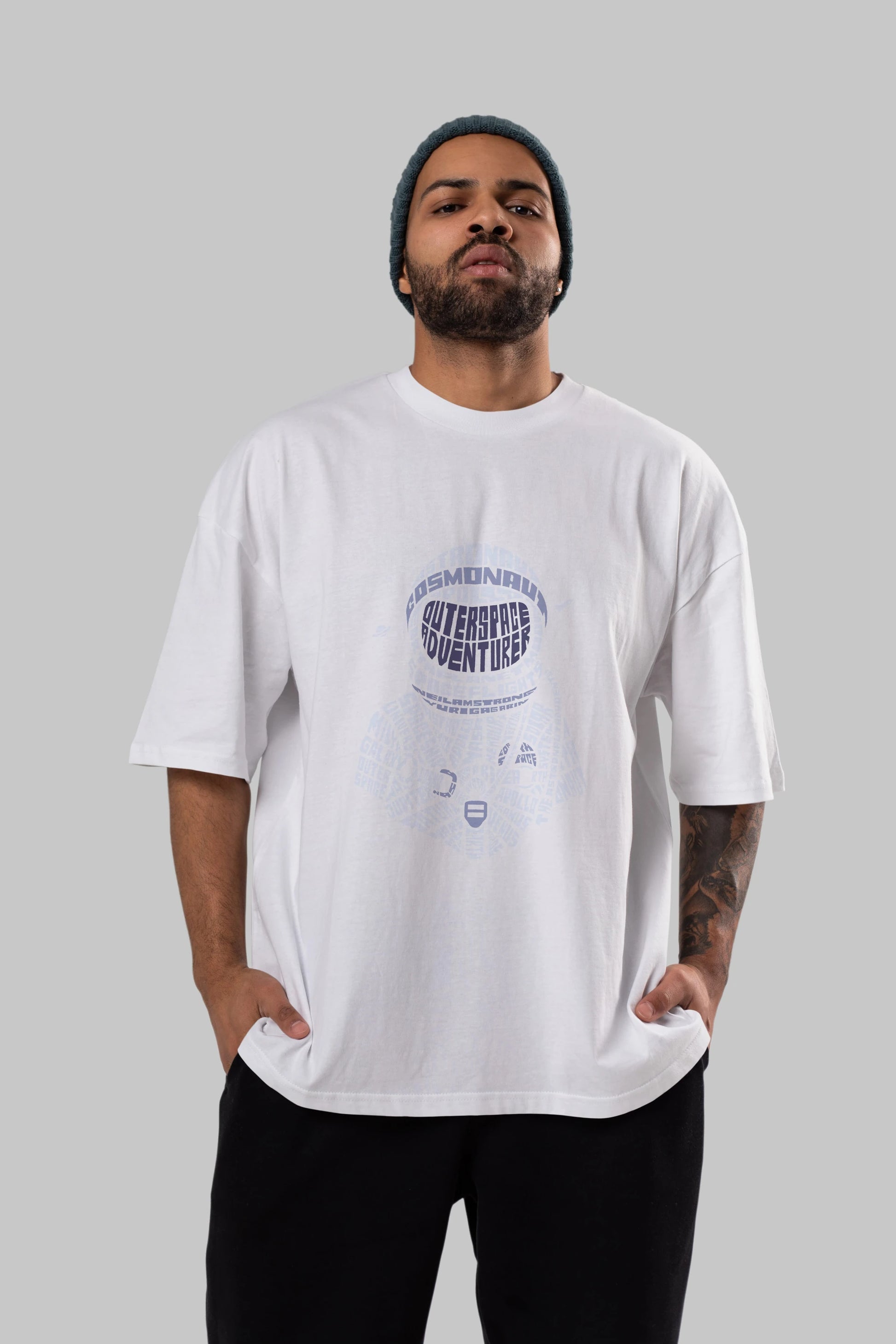 Astronaut Ön Baskılı Oversize t-shirt %100 pamuk Erkek Kadın Unisex