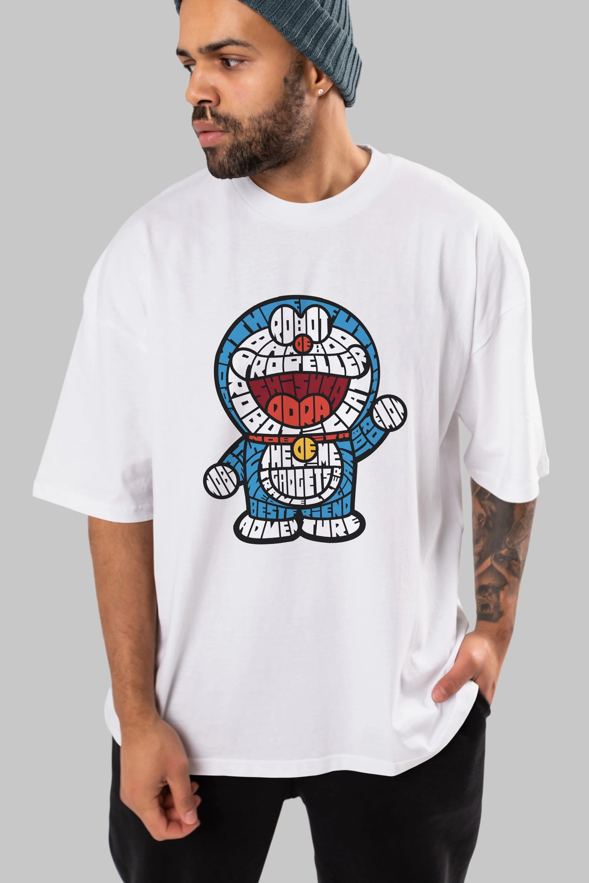 Robotic cat Ön Baskılı Oversize t-shirt %100 pamuk Erkek Kadın Unisex