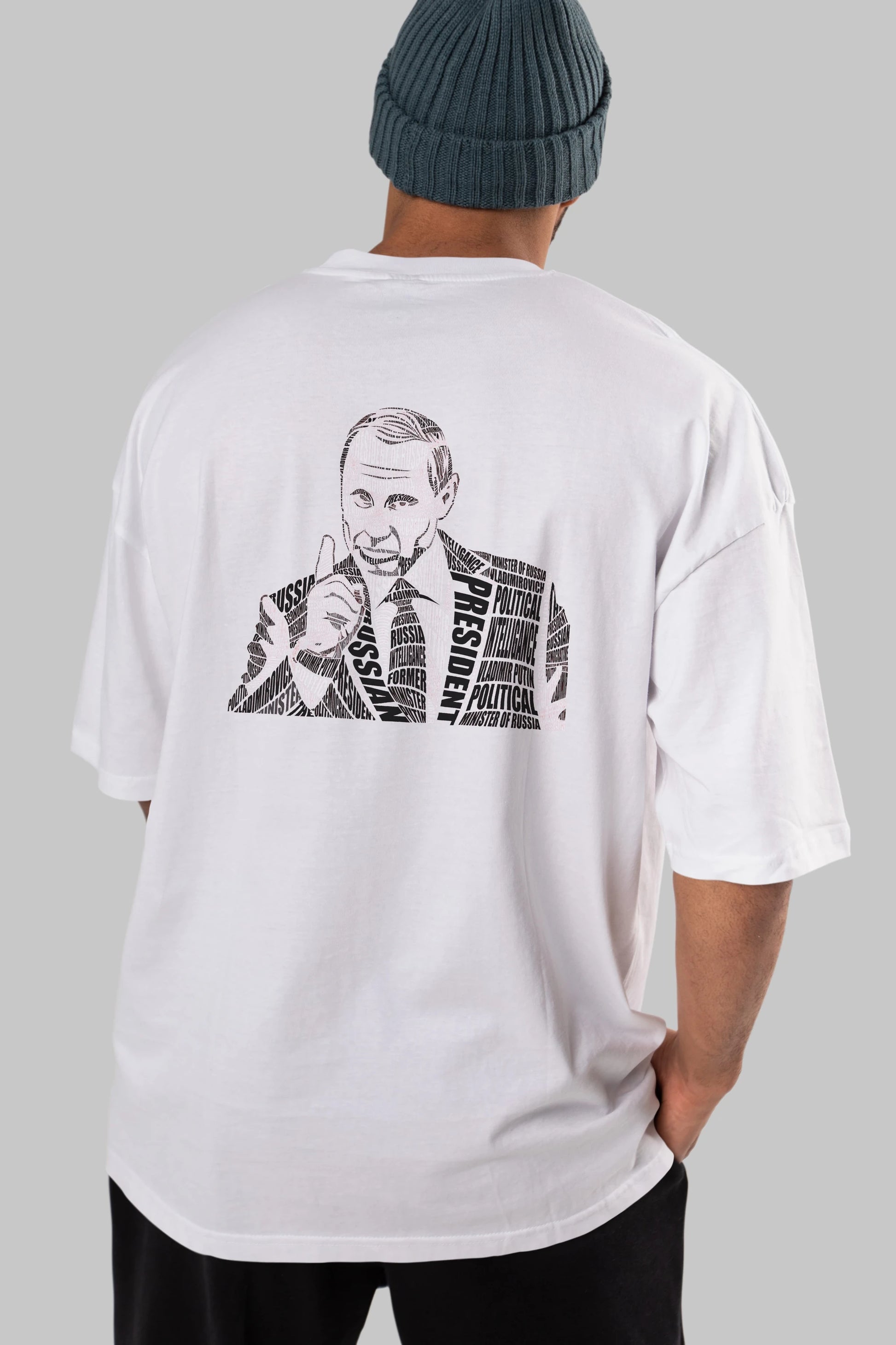Putin Calligram Arka Baskılı Oversize t-shirt %100 pamuk Erkek Kadın Unisex