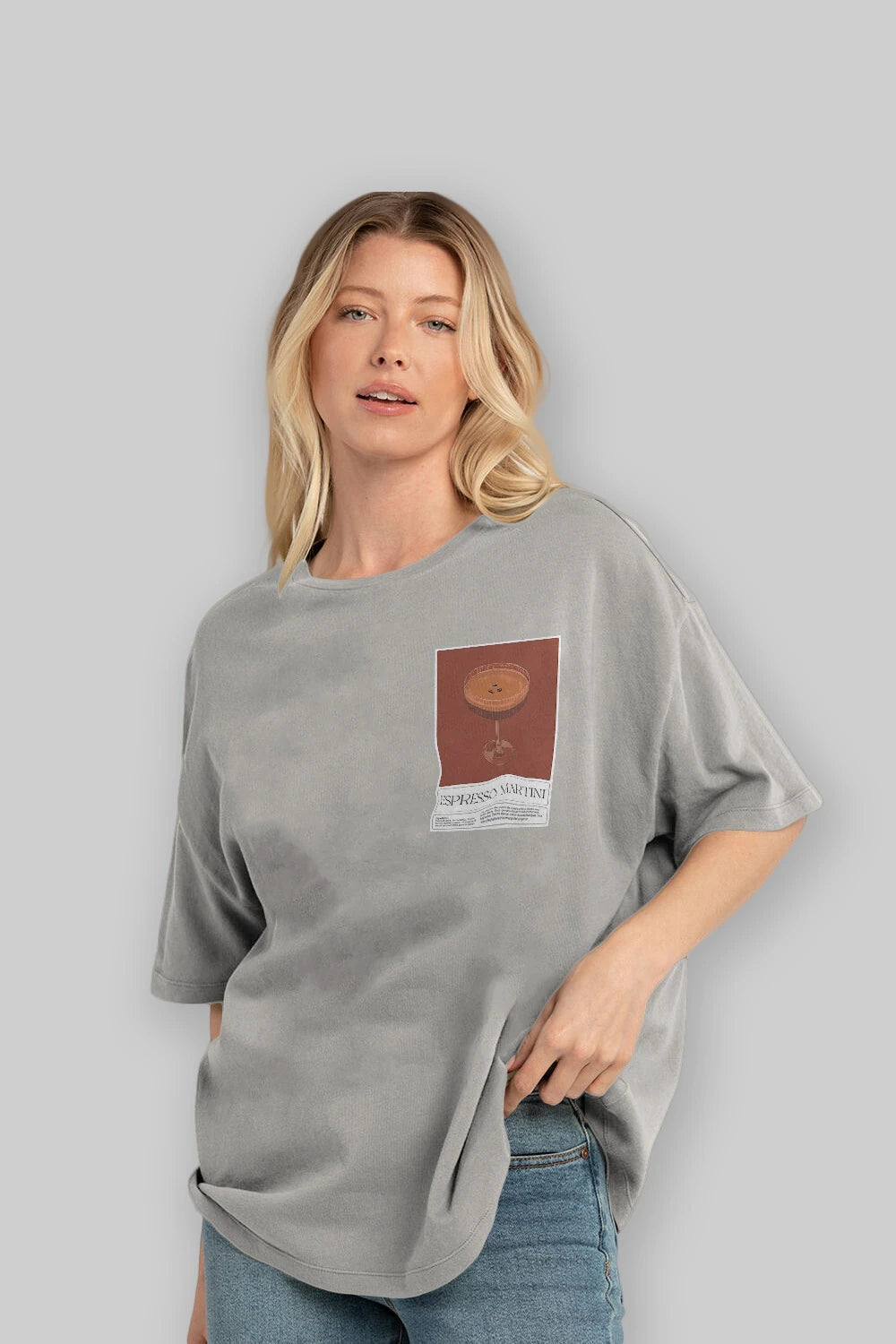 Espresso Martini Ön Sol Baskılı Oversize t-shirt Erkek Kadın Unisex %100 Pamuk Bisiklet Yaka tişort