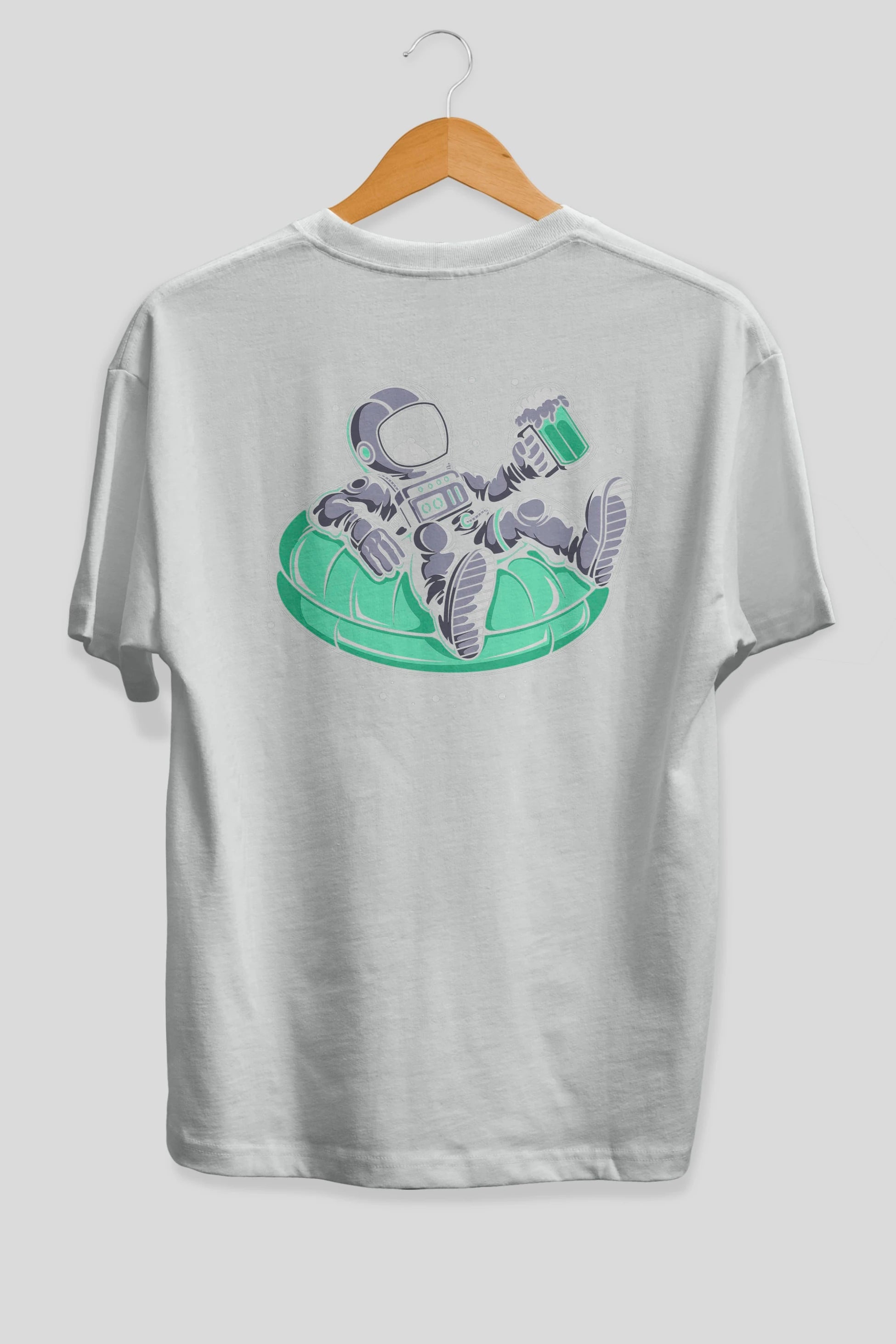 Astronaut Pool Float Arka Baskılı Oversize t-shirt Erkek Kadın Unisex