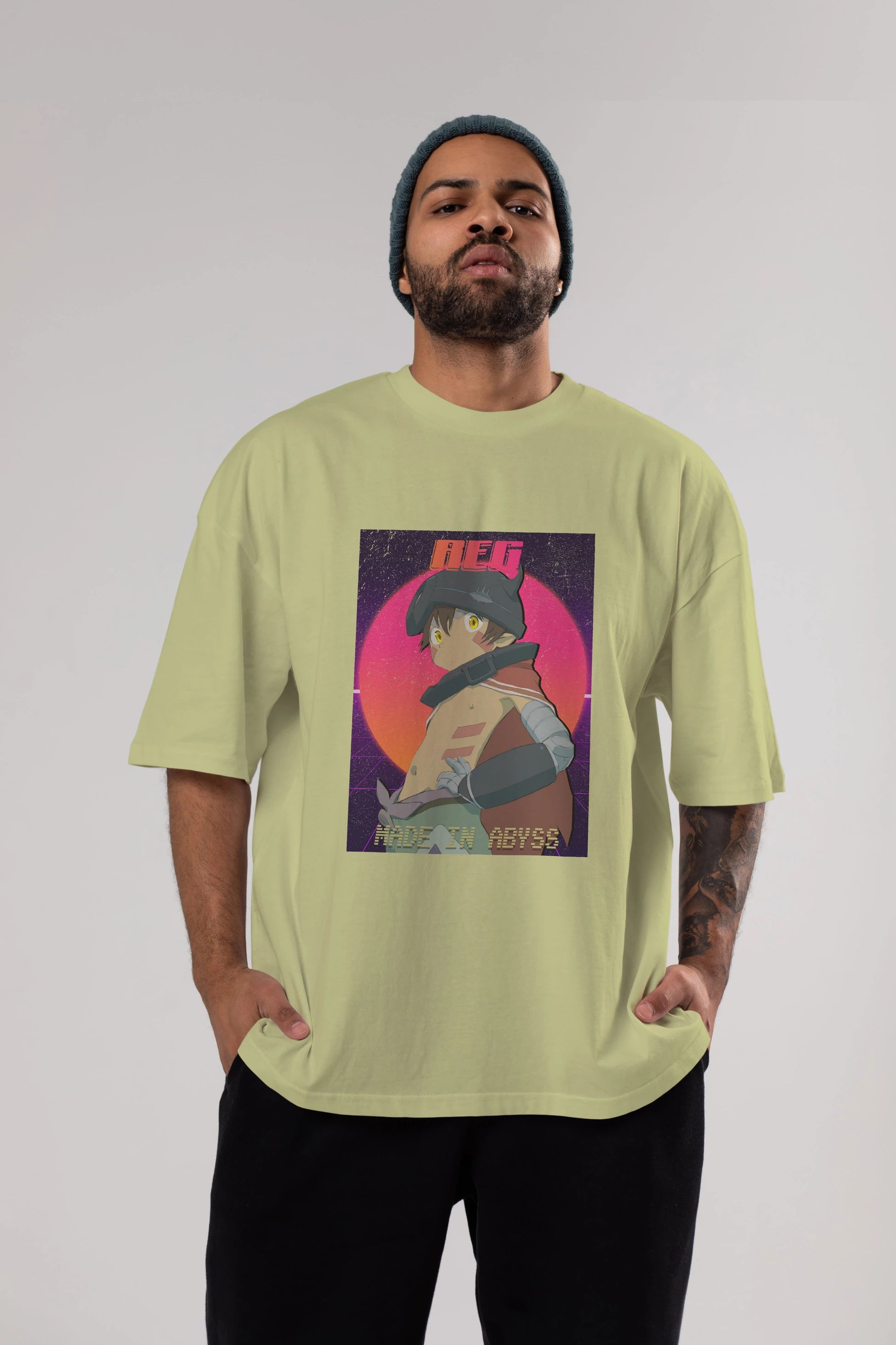 Reg 7 Anime Ön Baskılı Oversize t-shirt %100 pamuk Erkek Kadın Unisex