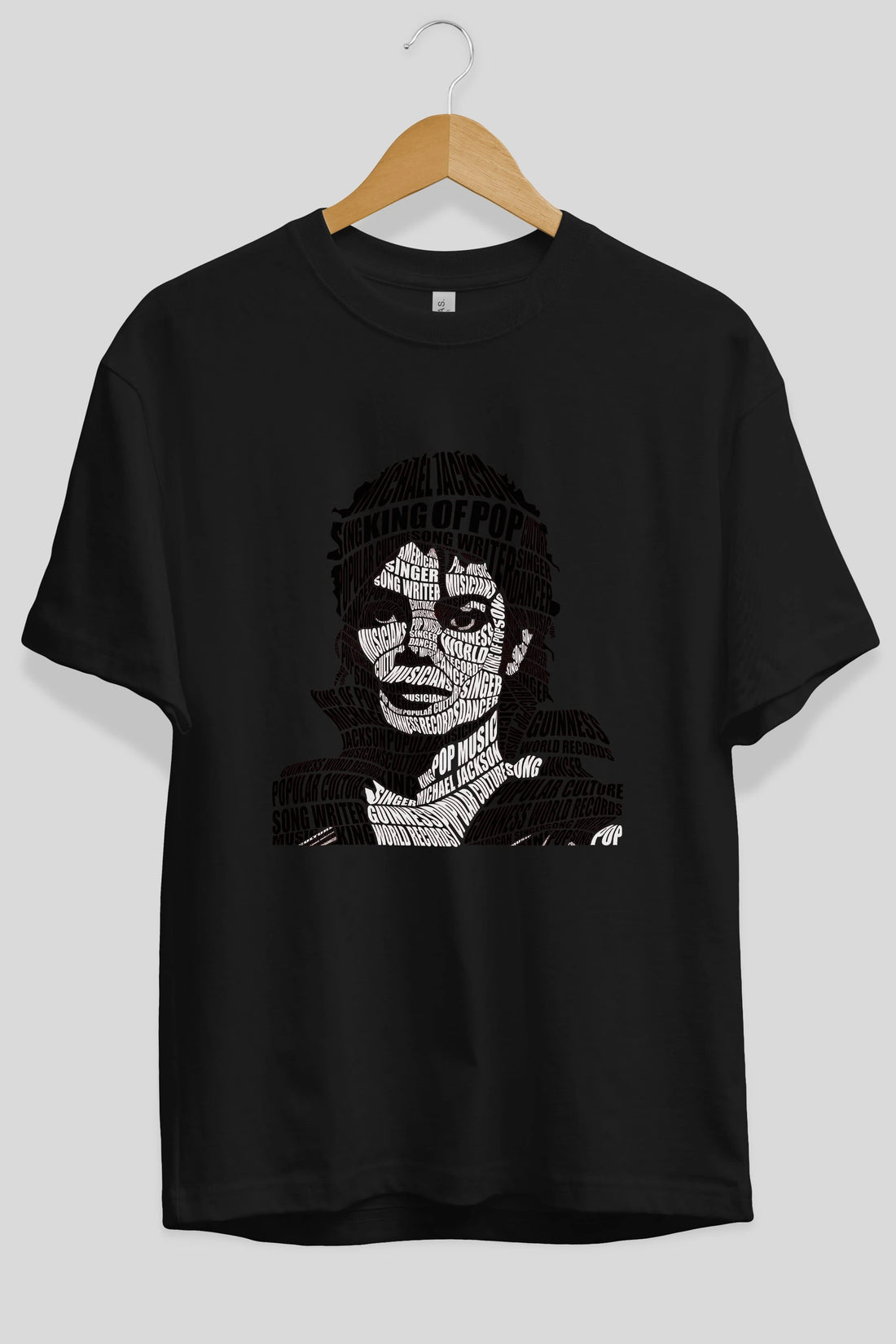 Michael Jackson Calligram Ön Baskılı Oversize t-shirt %100 pamuk Erkek Kadın Unisex