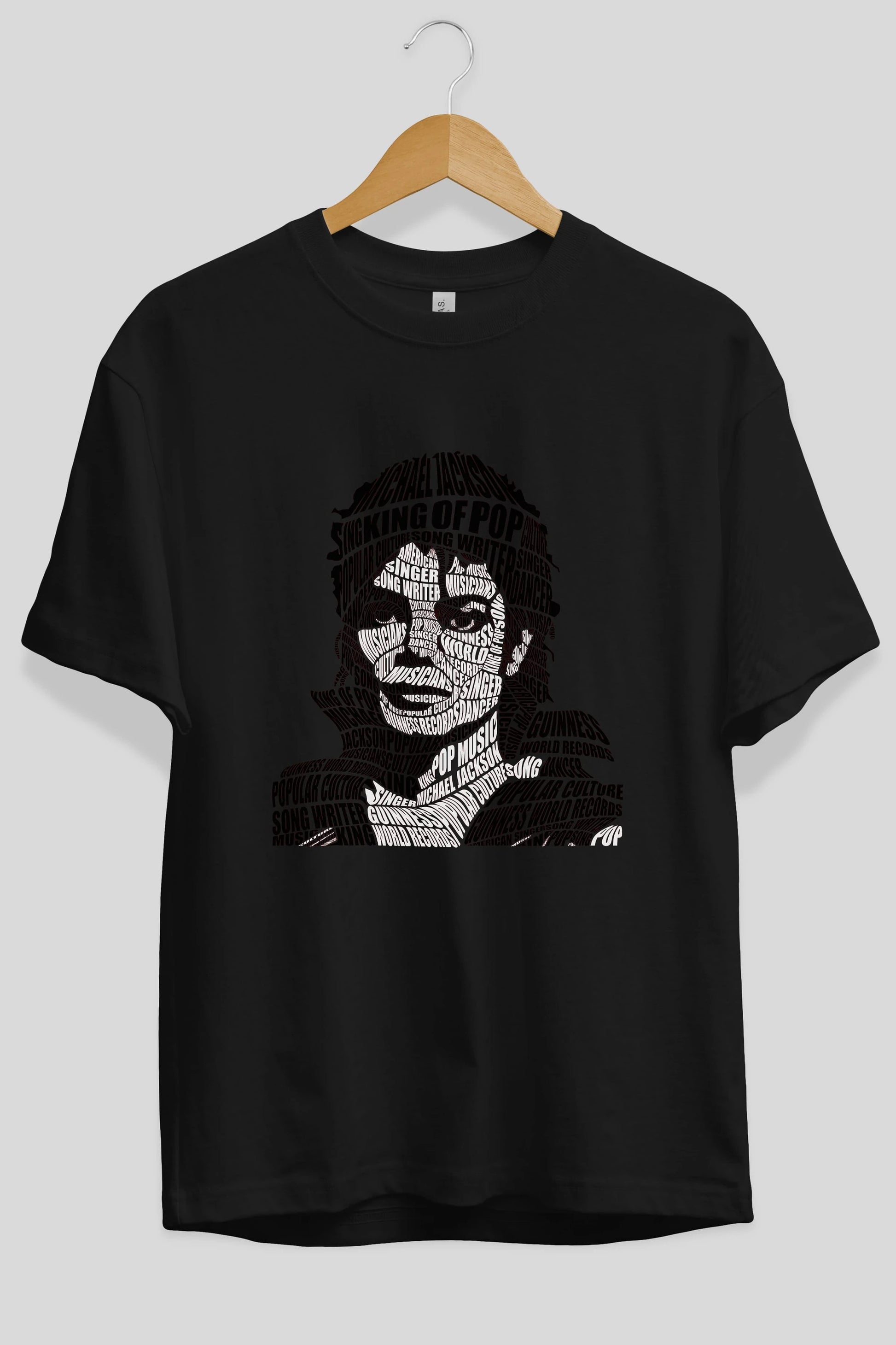 Michael Jackson Calligram Ön Baskılı Oversize t-shirt %100 pamuk Erkek Kadın Unisex