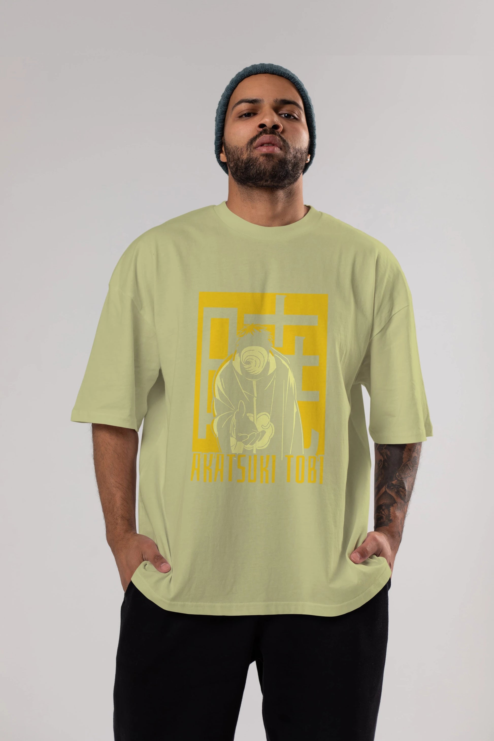 AKATSUKI OBITO NARUTO Anime Ön Baskılı Oversize t-shirt %100 pamuk Erkek Kadın Unisex