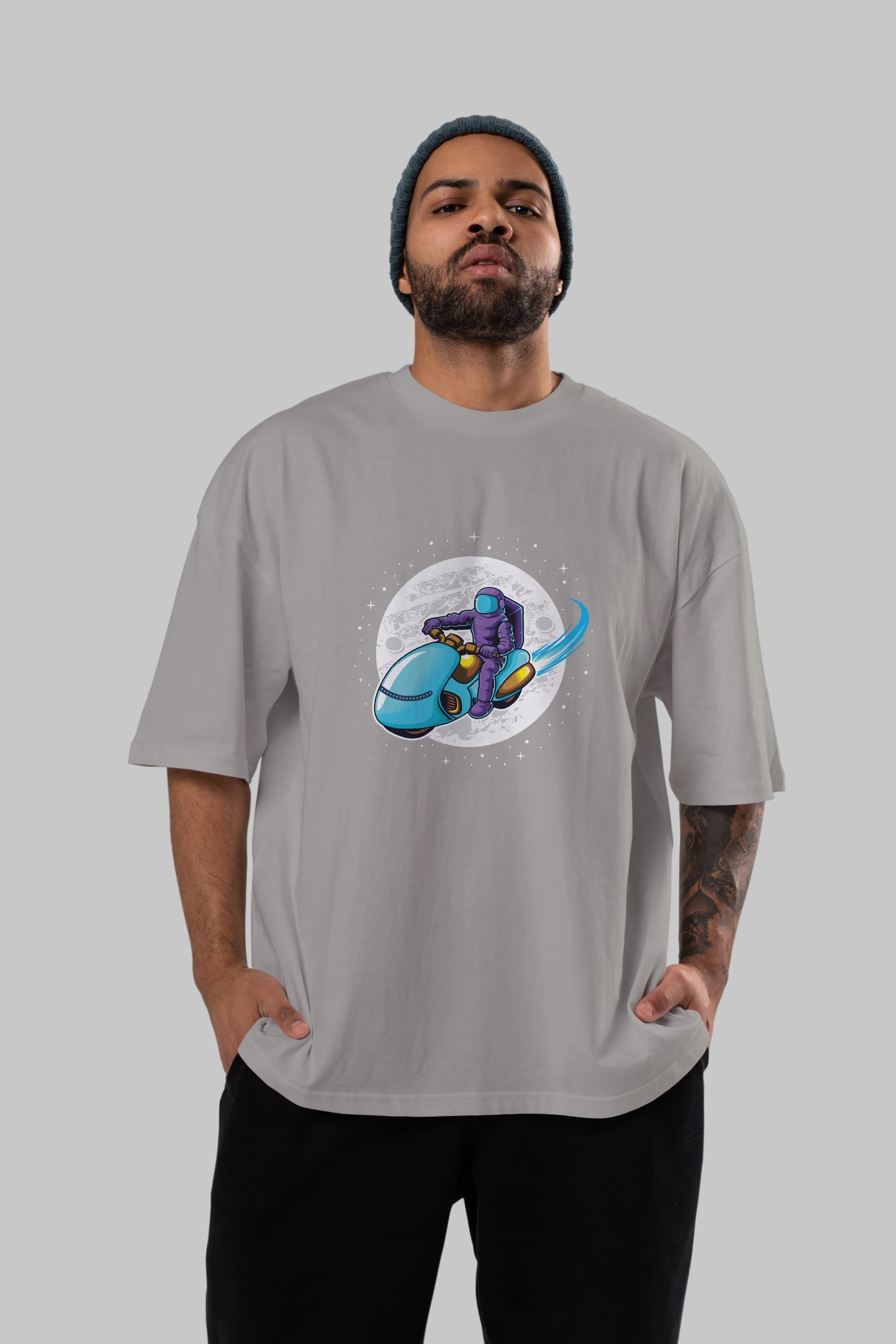Astrorider in Space Ön Baskılı Oversize t-shirt Erkek Kadın Unisex
