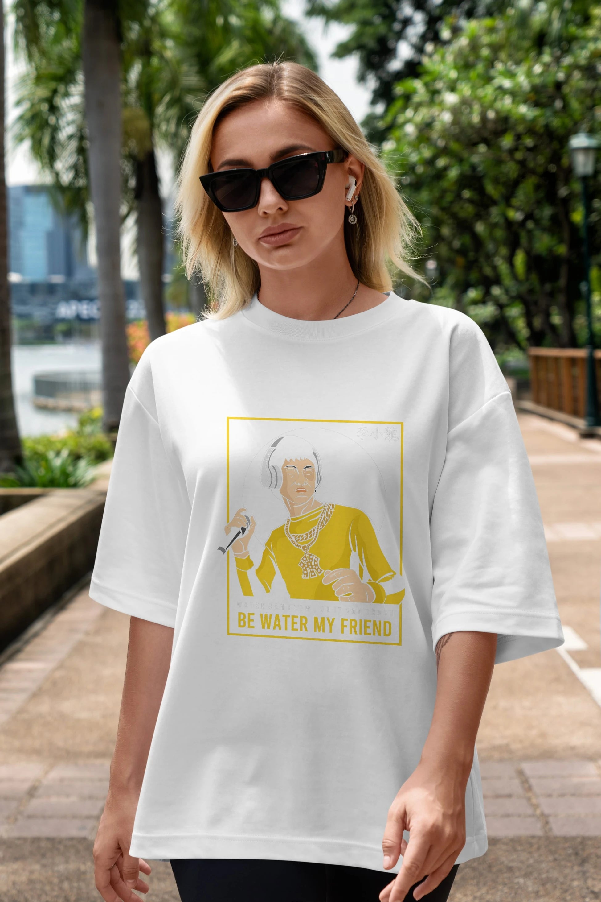 Bruce Lee Rapper Ön Baskılı Oversize t-shirt Erkek Kadın Unisex %100 Pamuk tişort