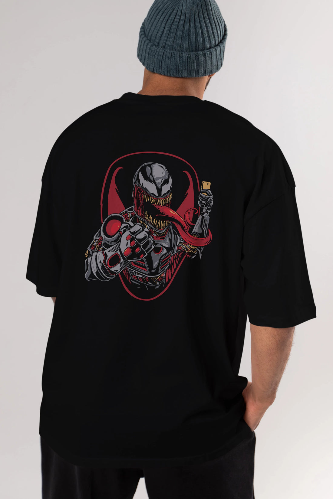 Venom (17) Arka Baskılı Oversize t-shirt Erkek Kadın Unisex %100 Pamuk Bisiklet Yaka tişort