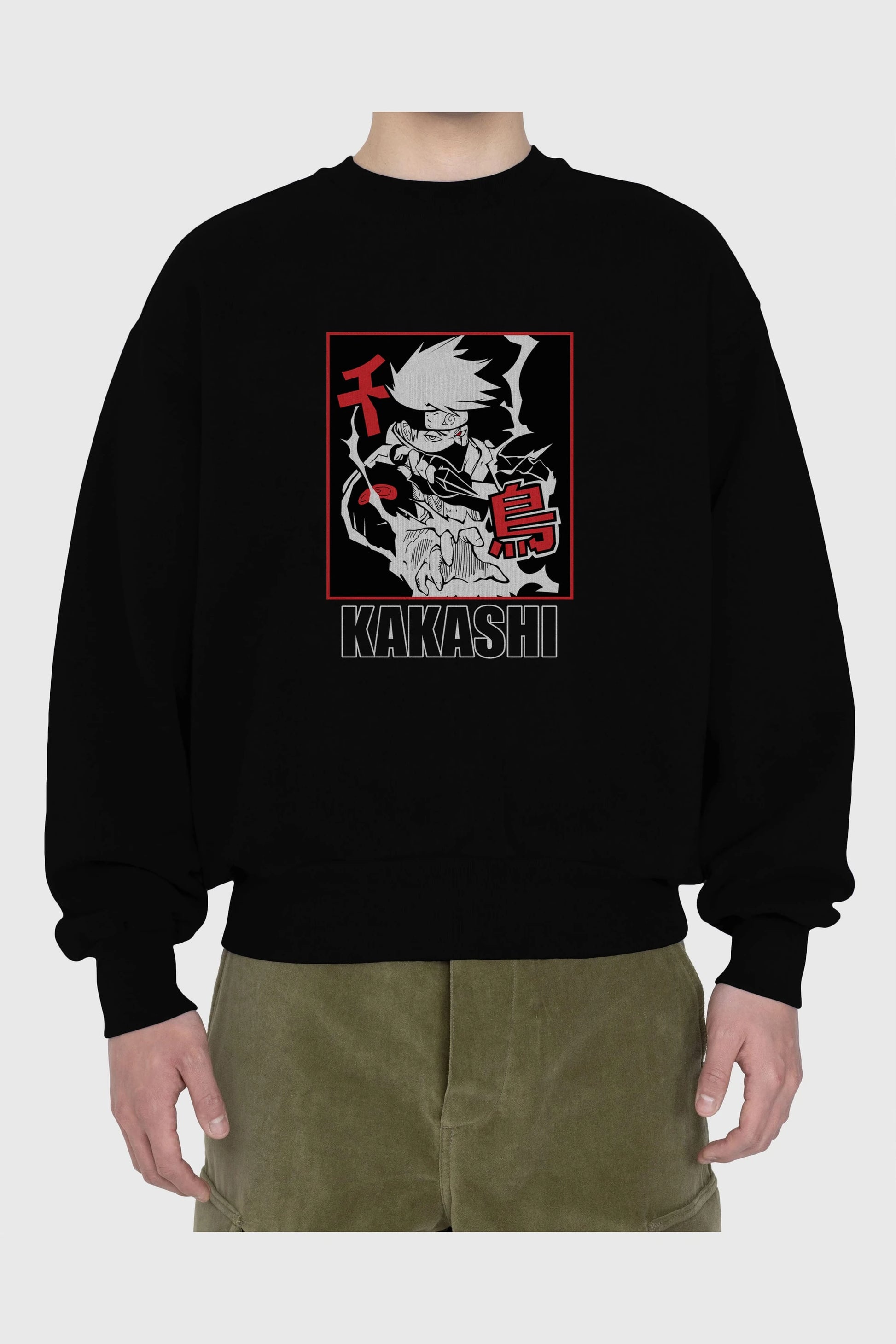 KAKASHI HATAKE NARUTO Anime Ön Baskılı Oversize Sweatshirt Erkek Kadın Unisex