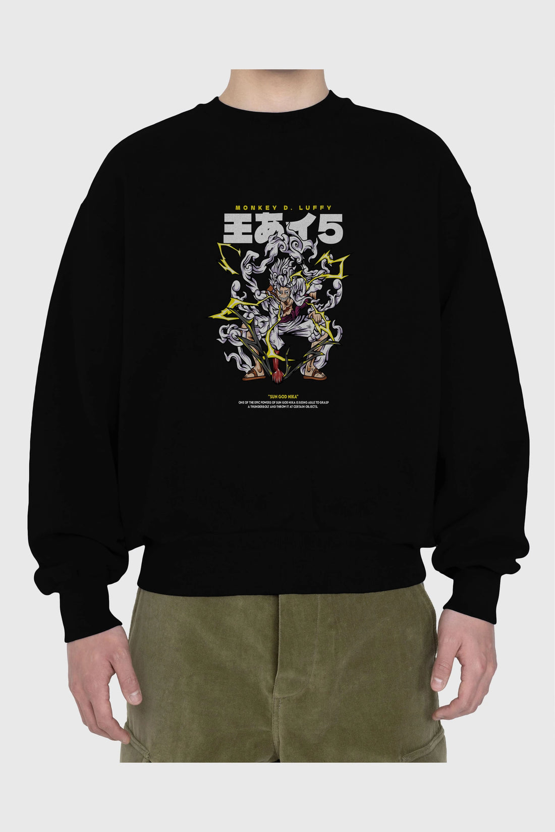 Monkey D. Luffy GEAR5 1 Anime Ön Baskılı Oversize Sweatshirt Erkek Kadın Unisex