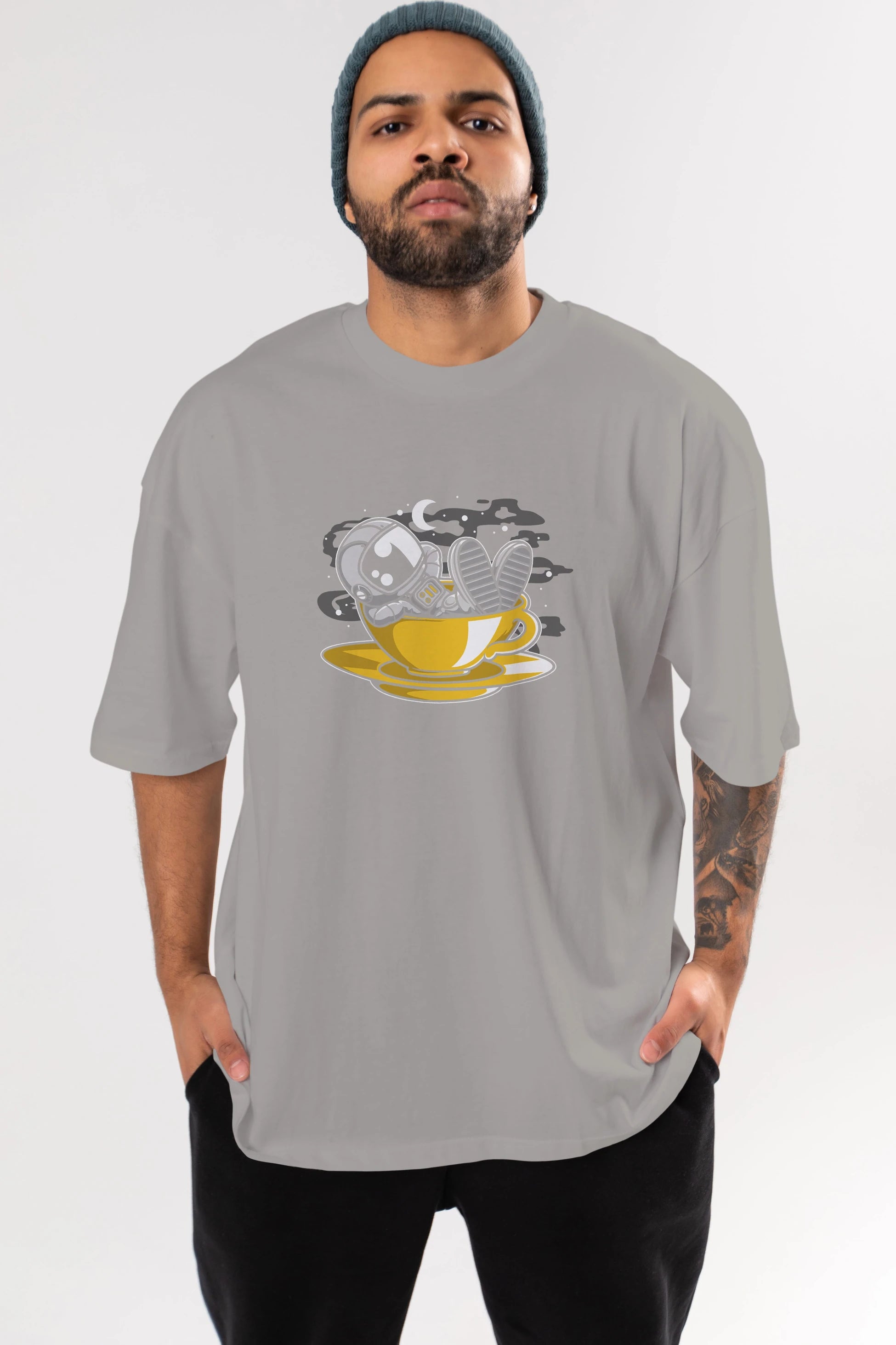 Astronaut Relax Ön Baskılı Oversize t-shirt Erkek Kadın Unisex