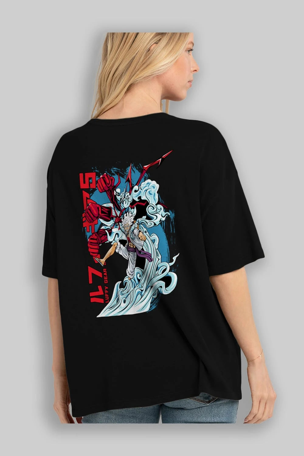 MONKEY D. LUFFY GEAR5 2 Anime Arka Baskılı Oversize t-shirt Erkek Kadın Unisex
