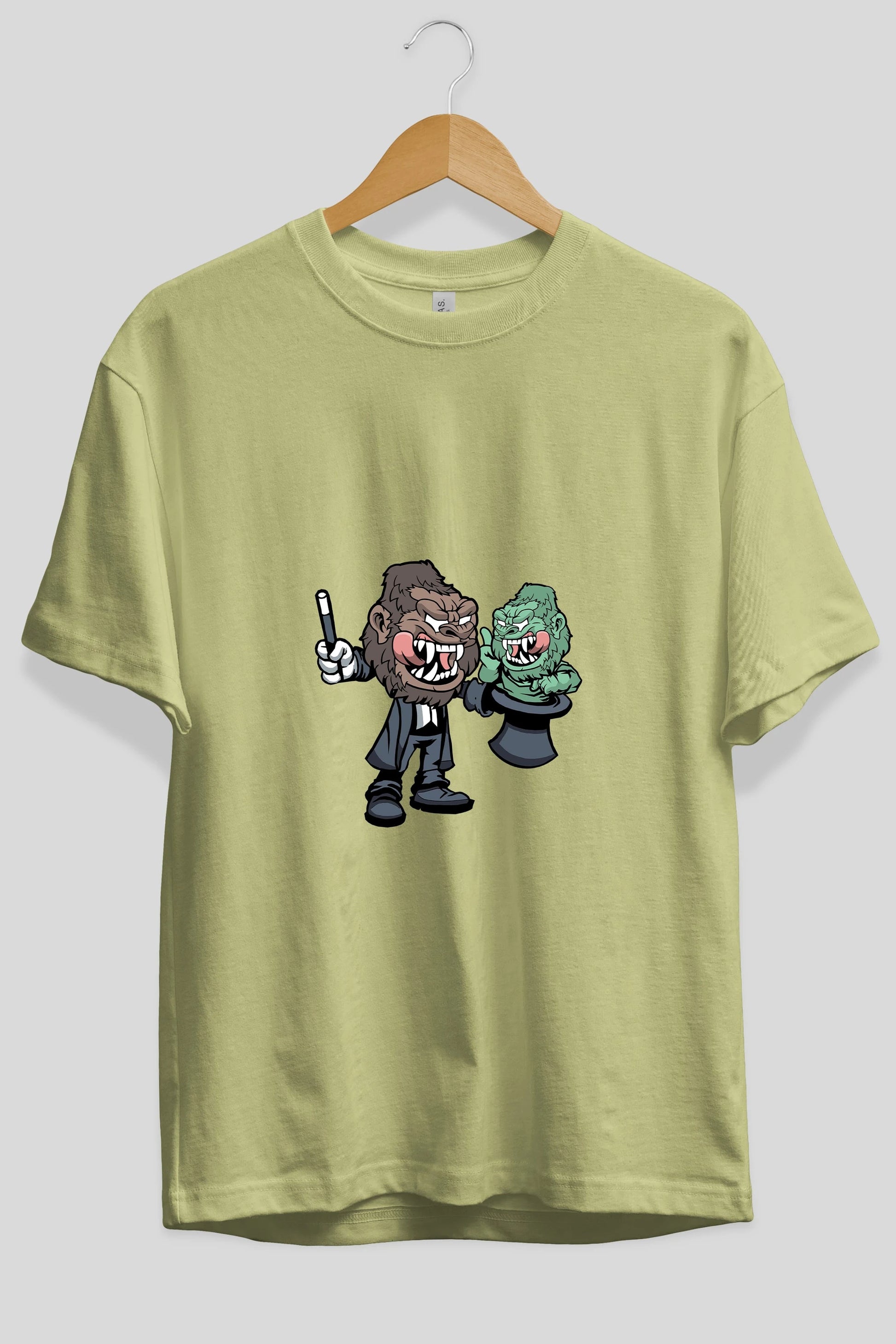 Gorilla Magician Ön Baskılı Oversize t-shirt Erkek Kadın Unisex %100 Pamuk tişort