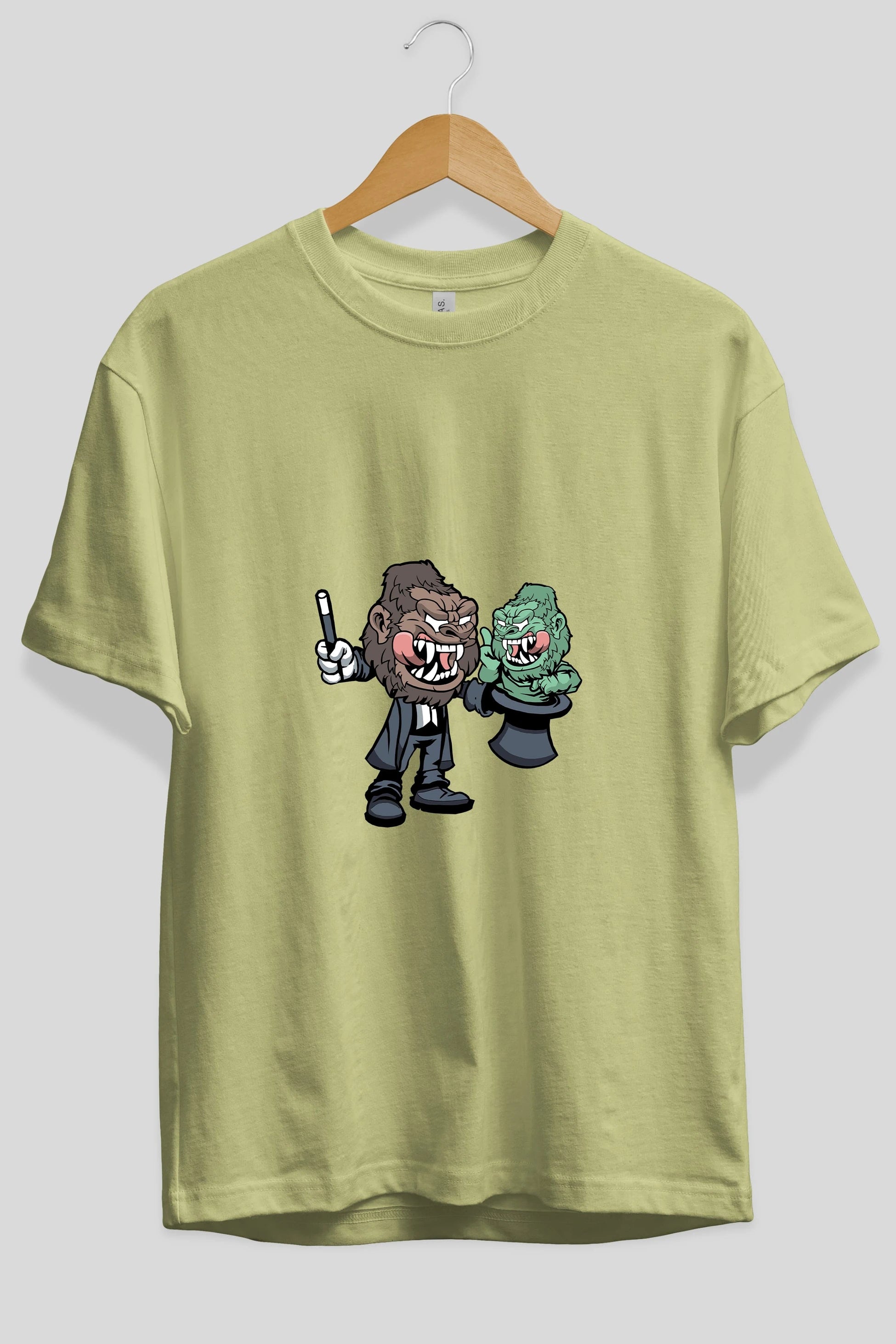 Gorilla Magician Ön Baskılı Oversize t-shirt Erkek Kadın Unisex %100 Pamuk tişort