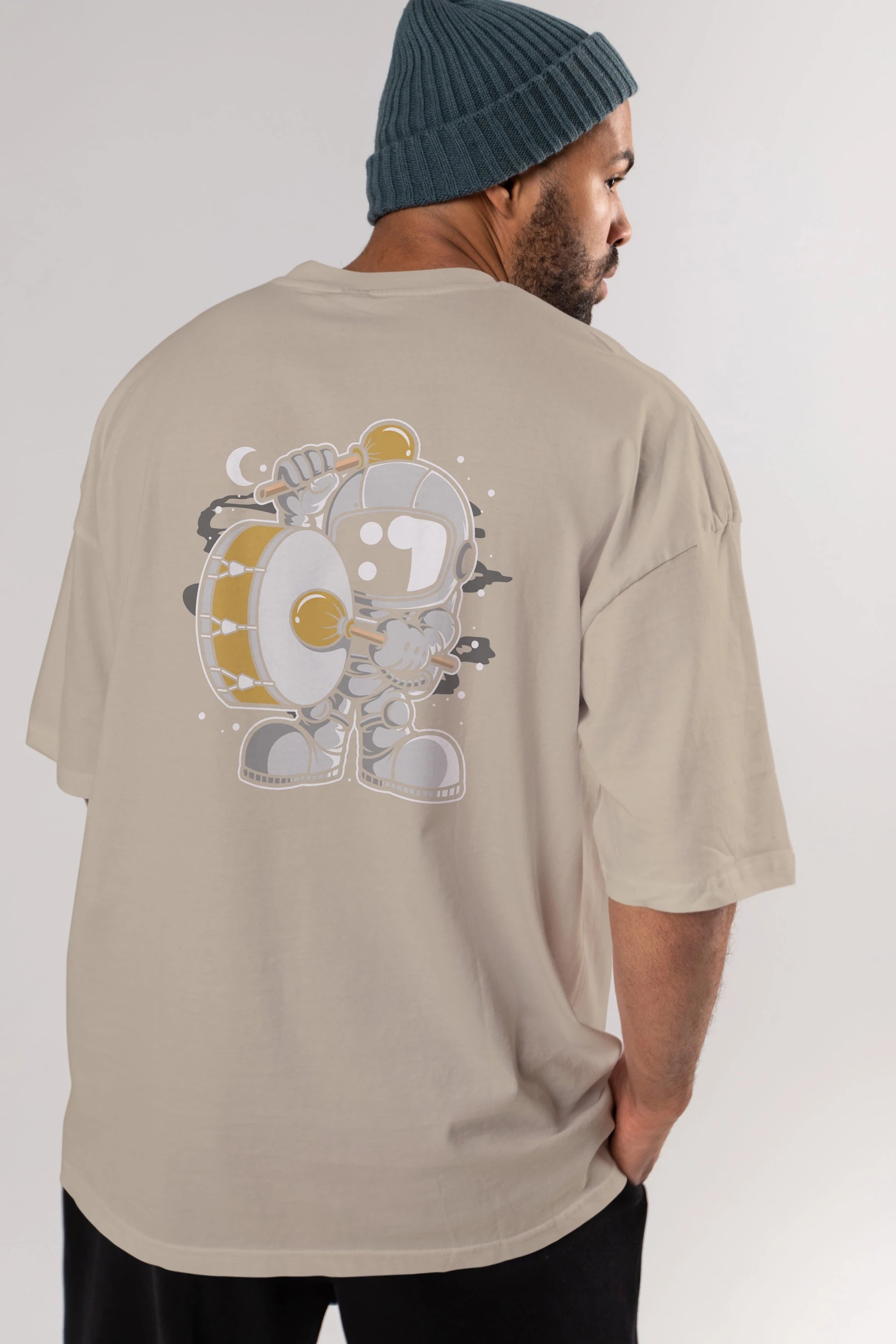 Astronaut Marching Band Arka Baskılı Oversize t-shirt Erkek Kadın Unisex