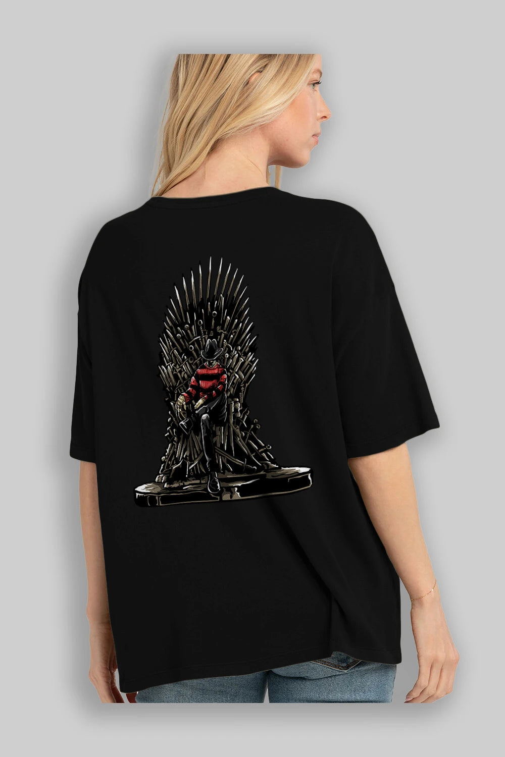 Nightmare Throne Arka Baskılı Oversize t-shirt Erkek Kadın Unisex %100 Pamuk