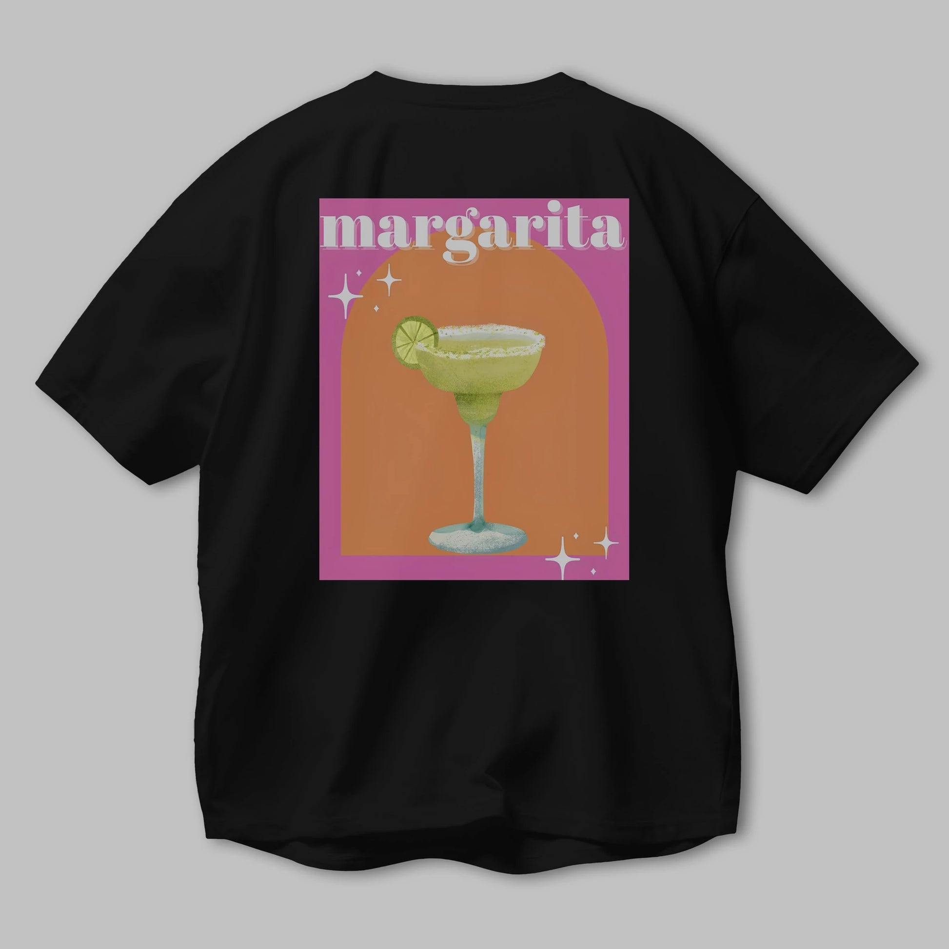 Margarita 7 Arka Baskılı Oversize t-shirt Erkek Kadın Unisex %100 Pamuk Bisiklet Yaka tişort