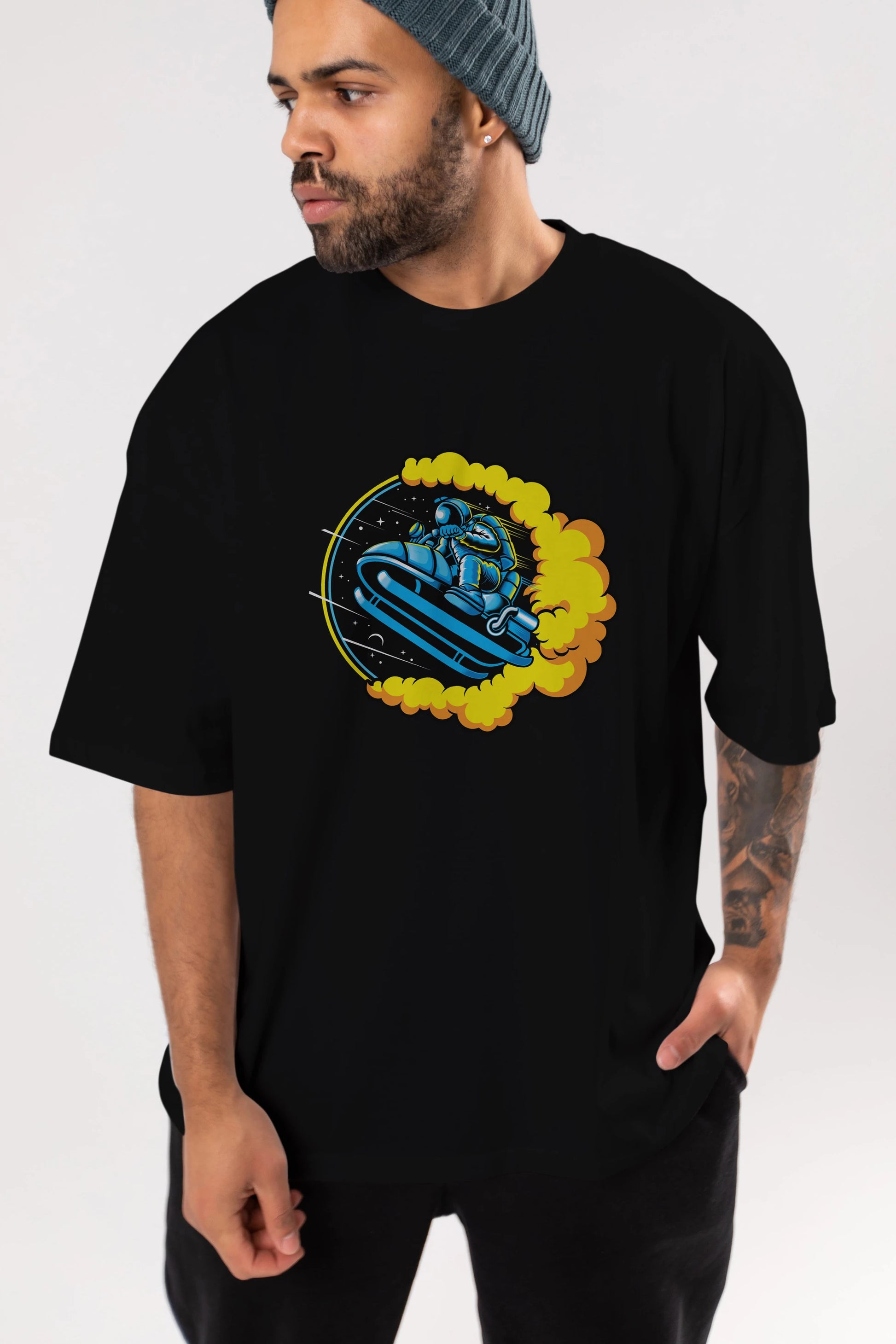 Astrojump with Snowmobile Ön Baskılı Oversize t-shirt Erkek Kadın Unisex