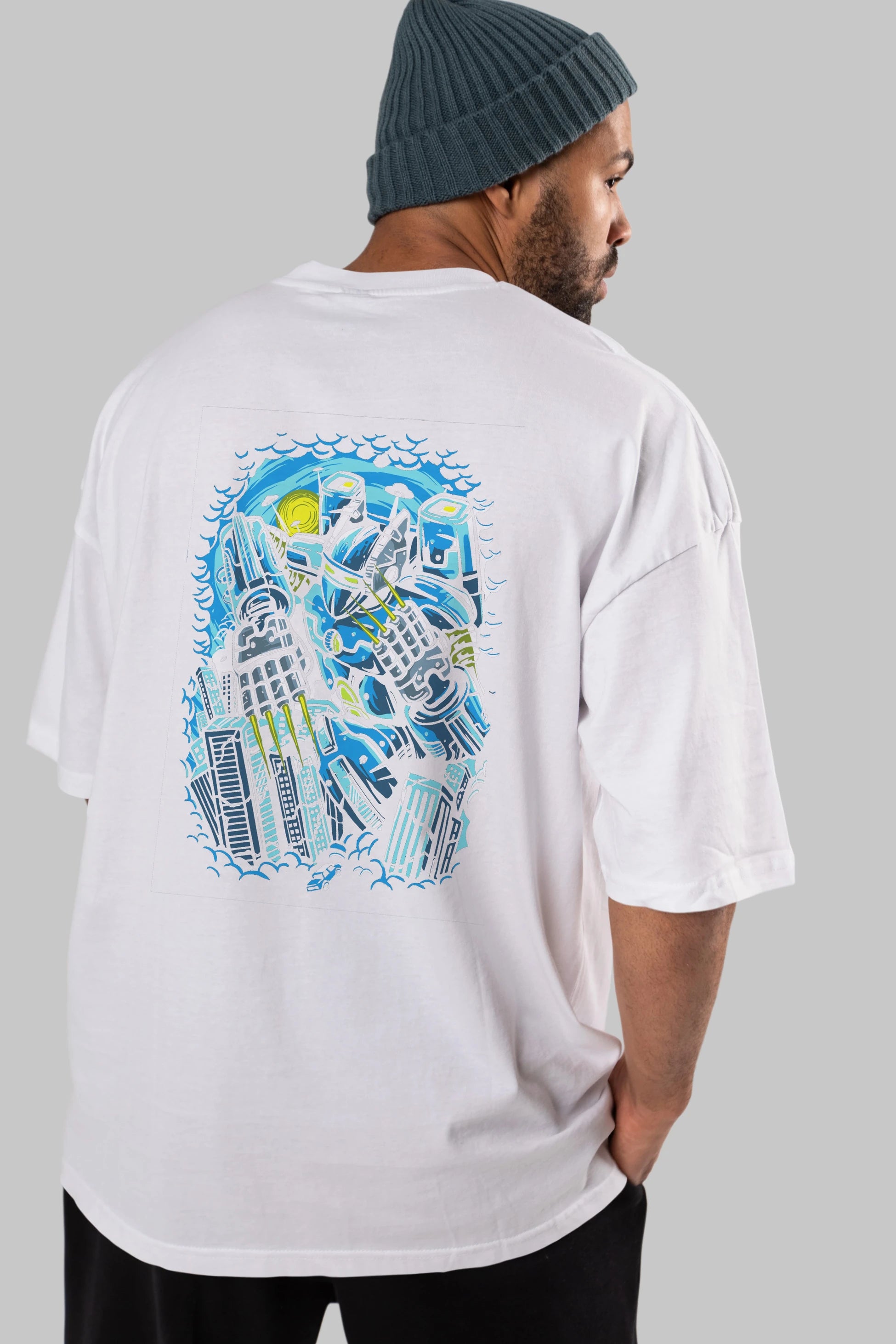 Destroy The City Arka Baskılı Oversize t-shirt Erkek Kadın Unisex %100 Pamuk