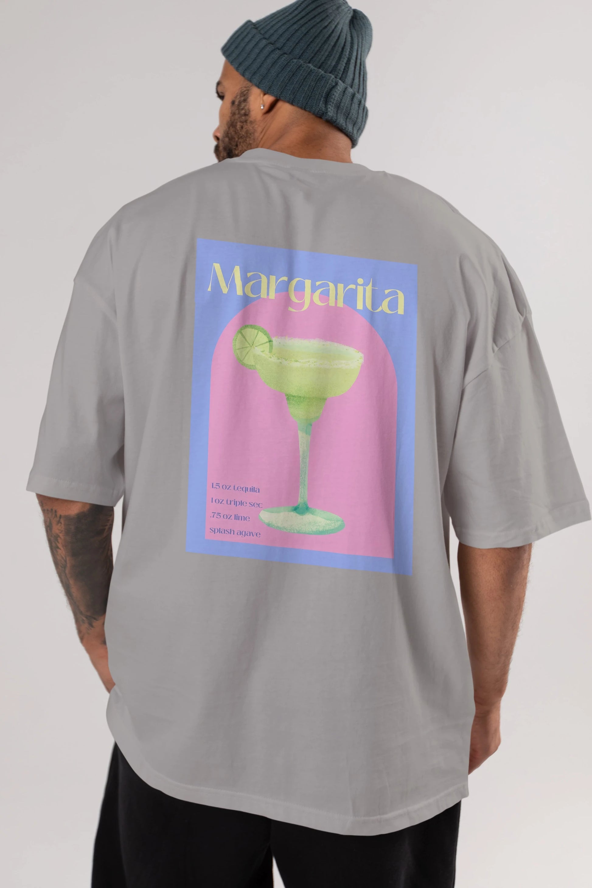 Margarita 6 Arka Baskılı Oversize t-shirt Erkek Kadın Unisex %100 Pamuk Bisiklet Yaka tişort